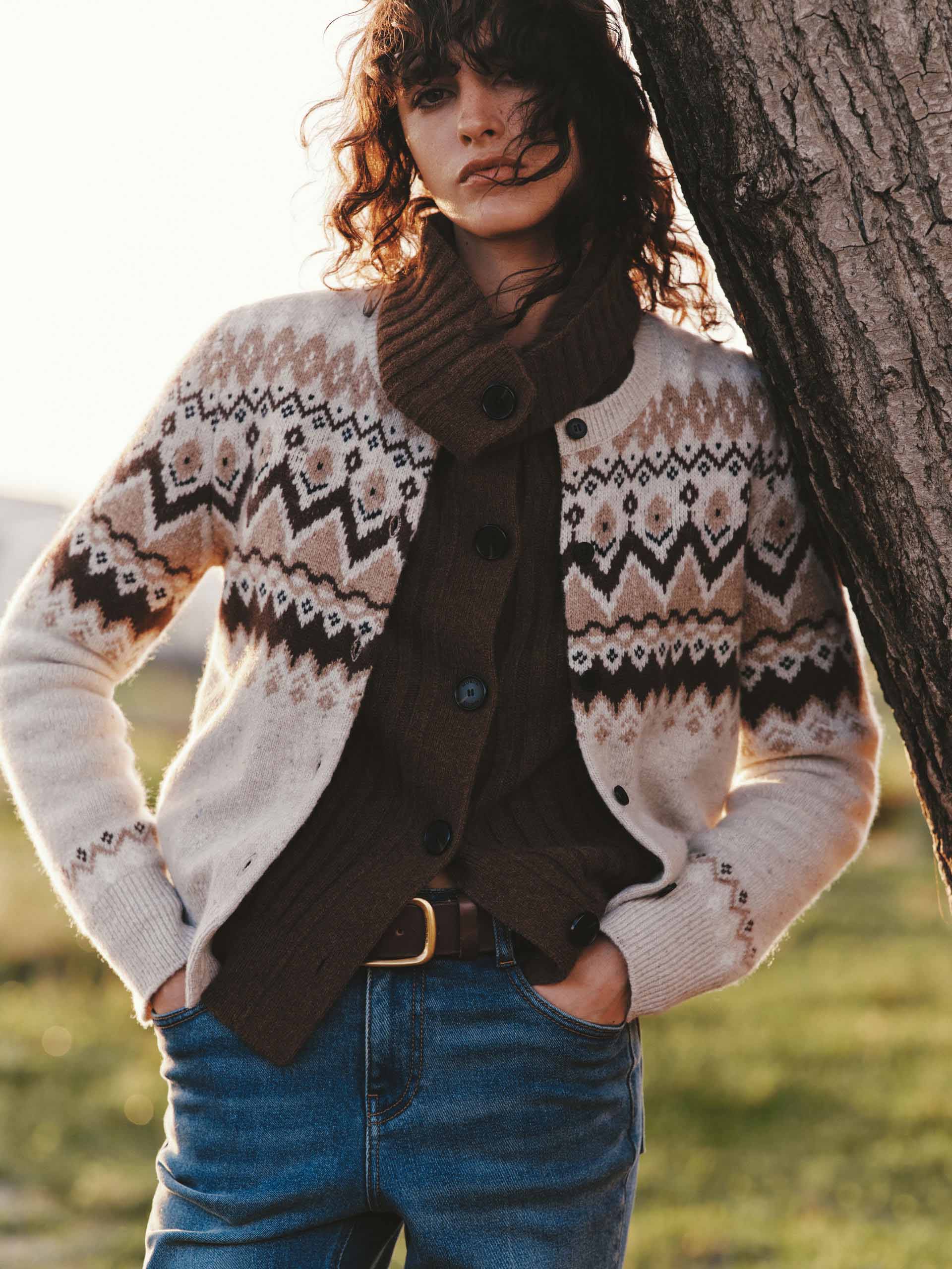 Wool Blend Fair Isle Cardigan