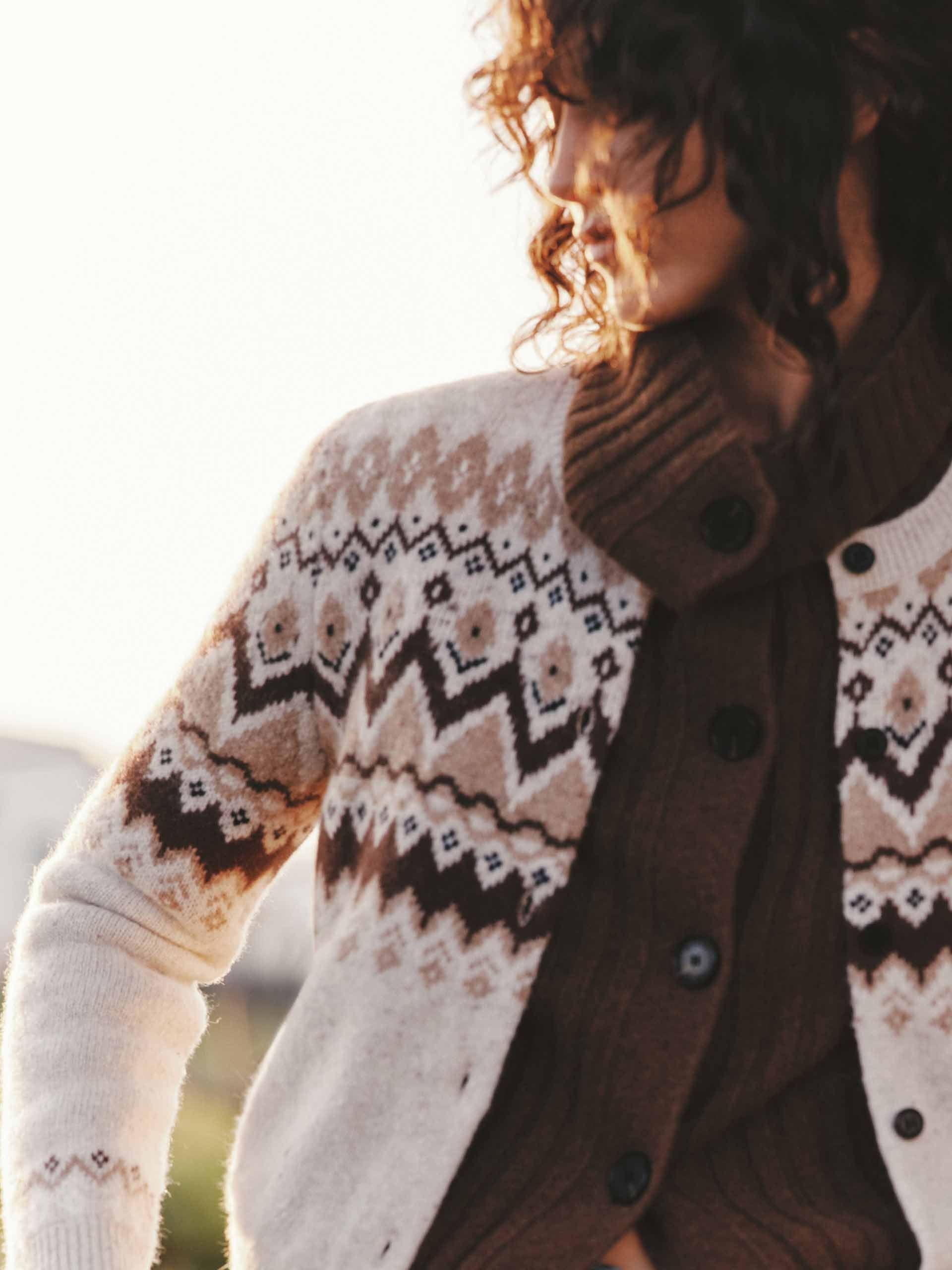 Wool Blend Fair Isle Cardigan
