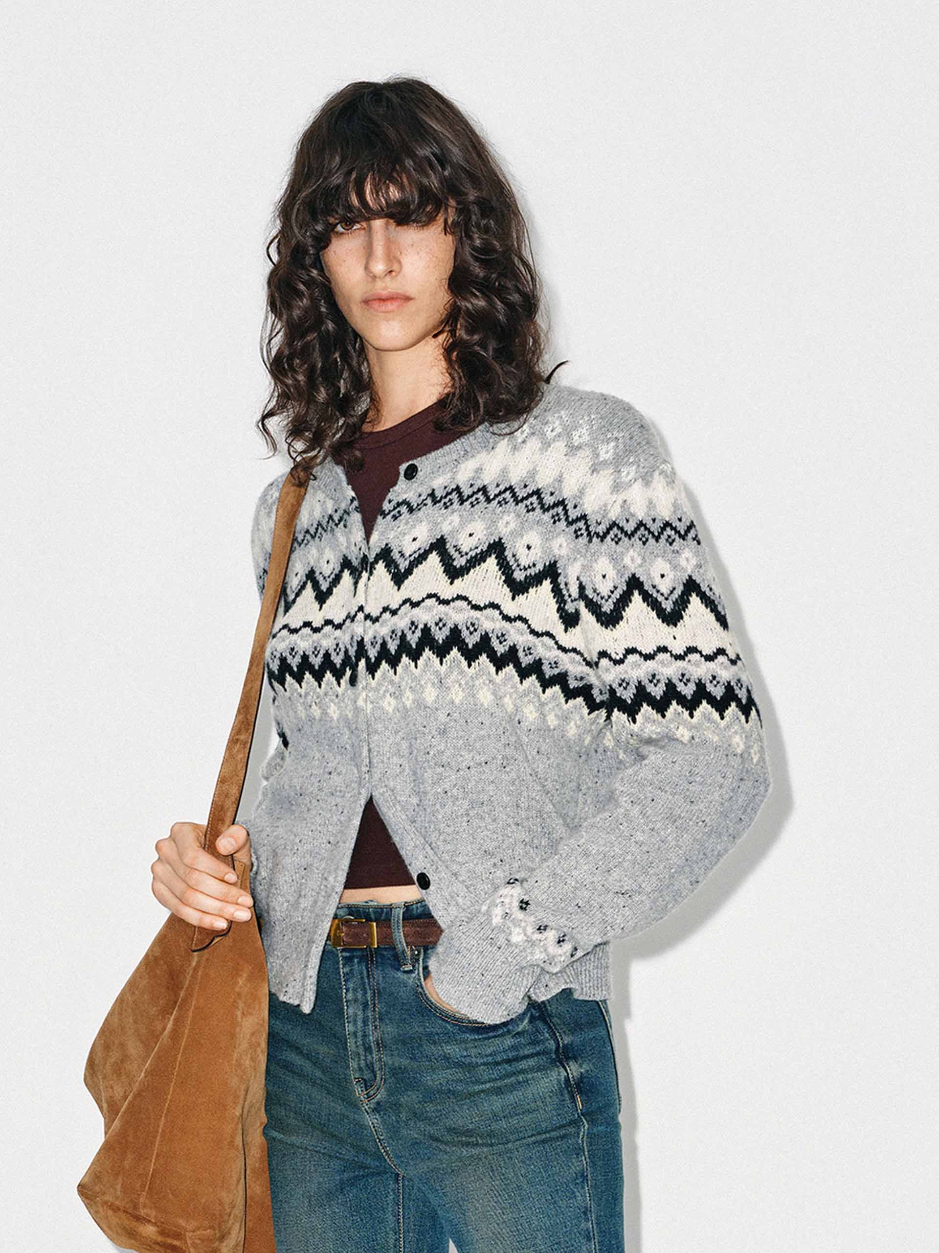 Wool Blend Fair Isle Cardigan