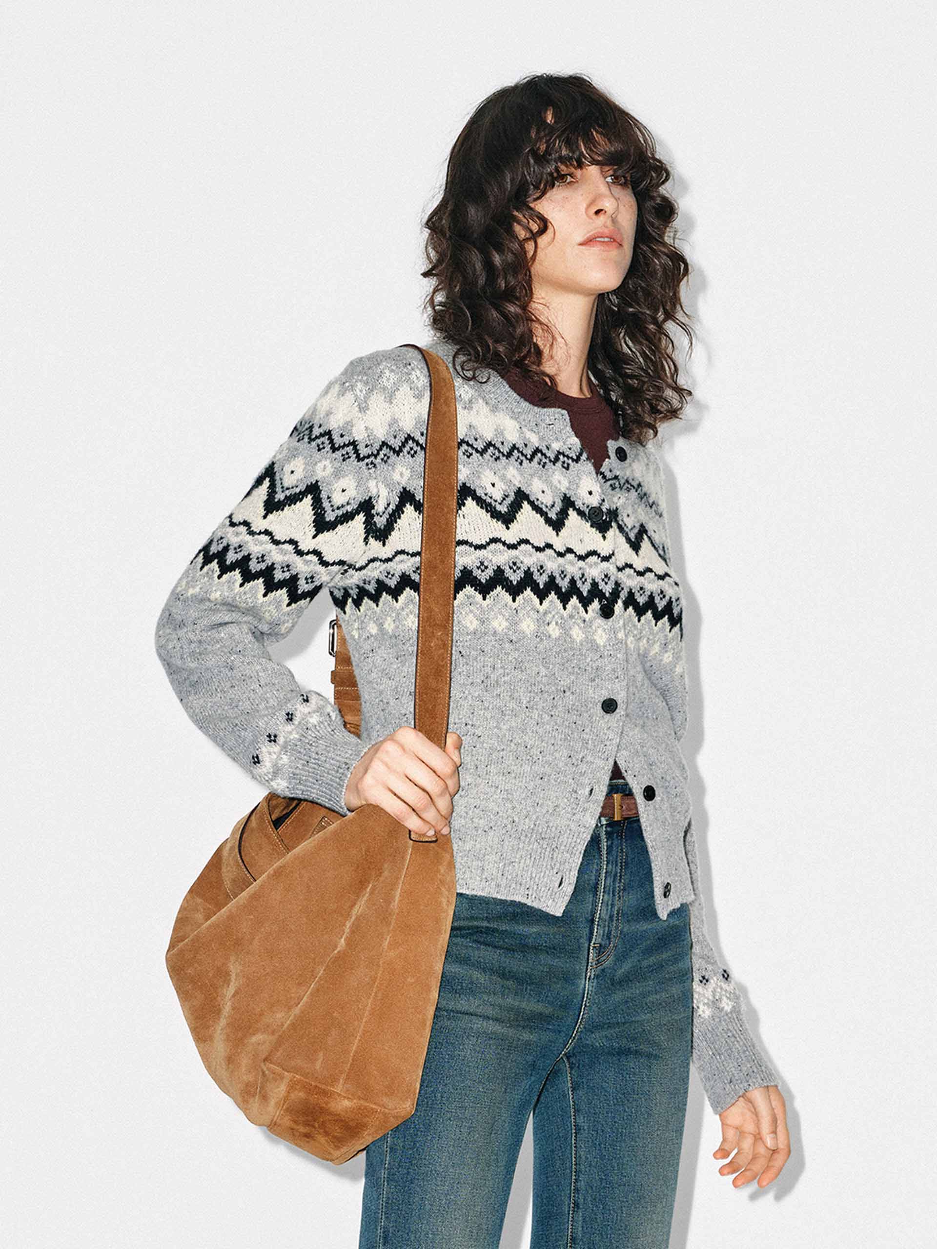 Wool Blend Fair Isle Cardigan