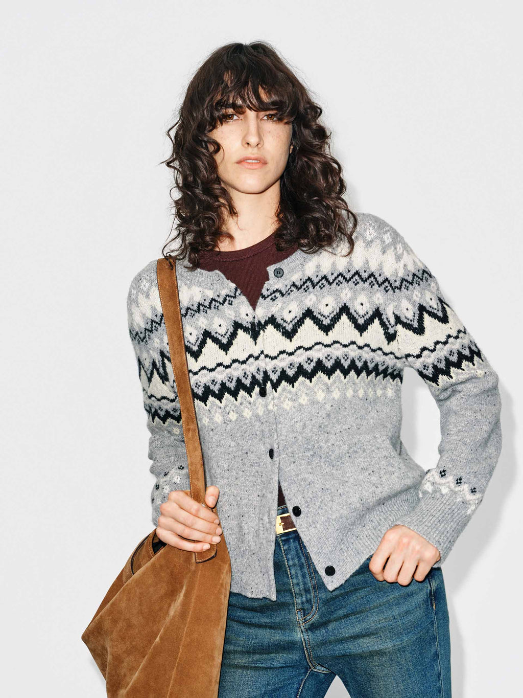 Wool Blend Fair Isle Cardigan