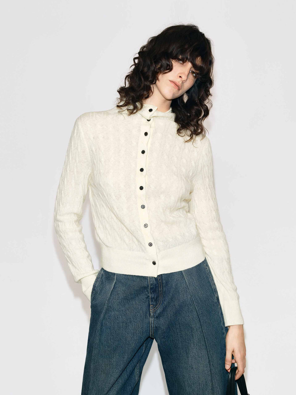 Button Closure Fitted Cardigan