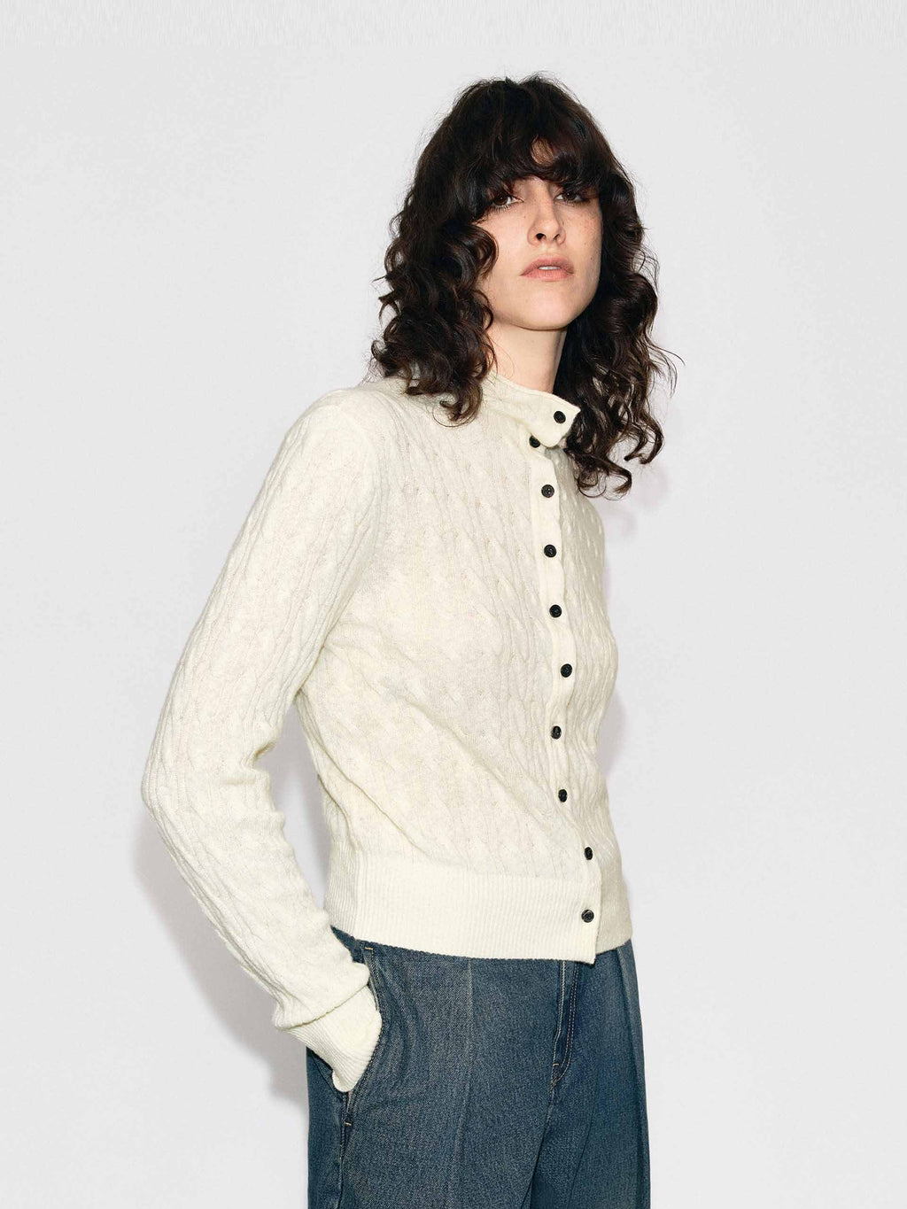 Button Closure Fitted Cardigan