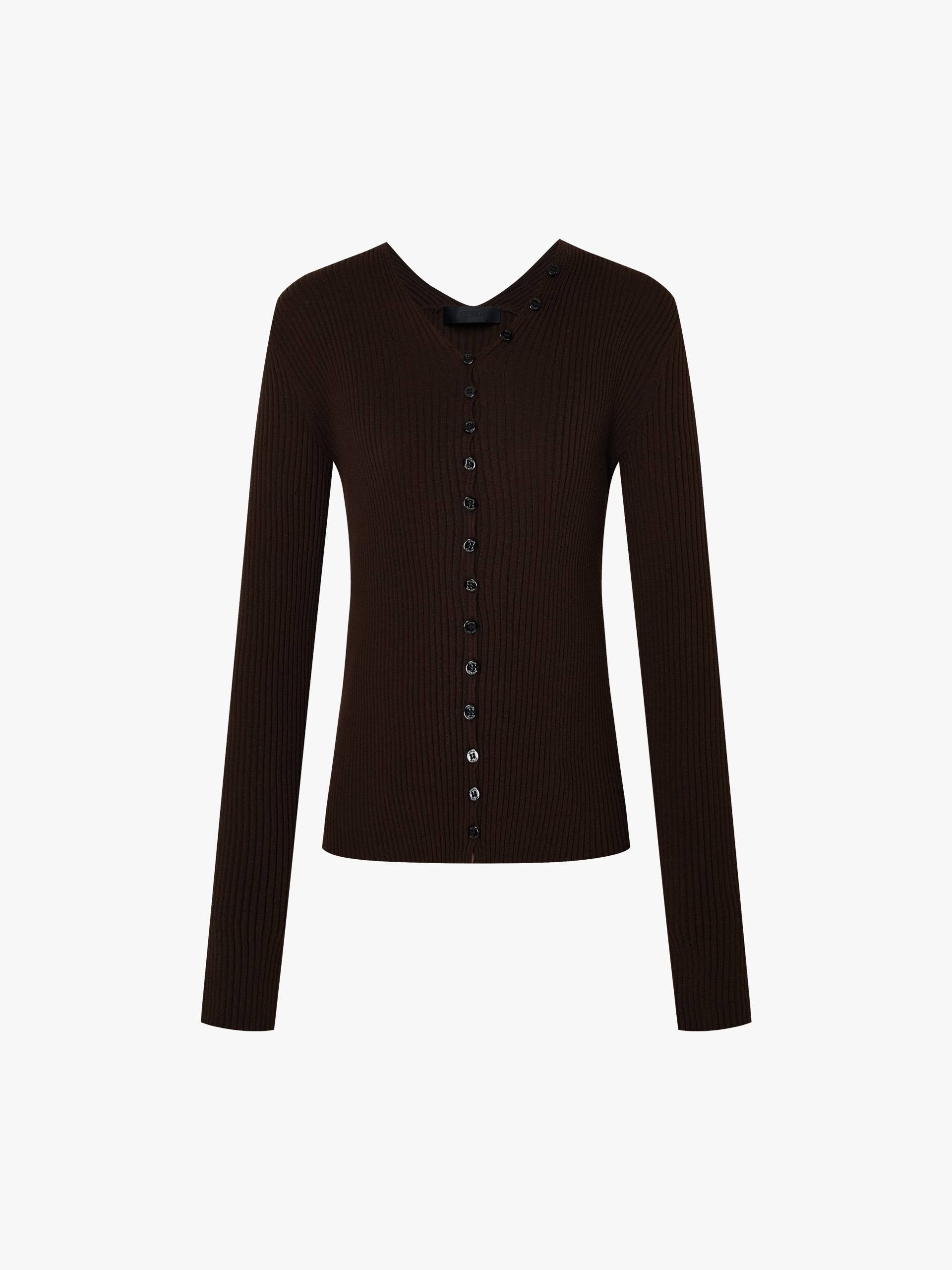 Fitted V-neck Button Cardigan