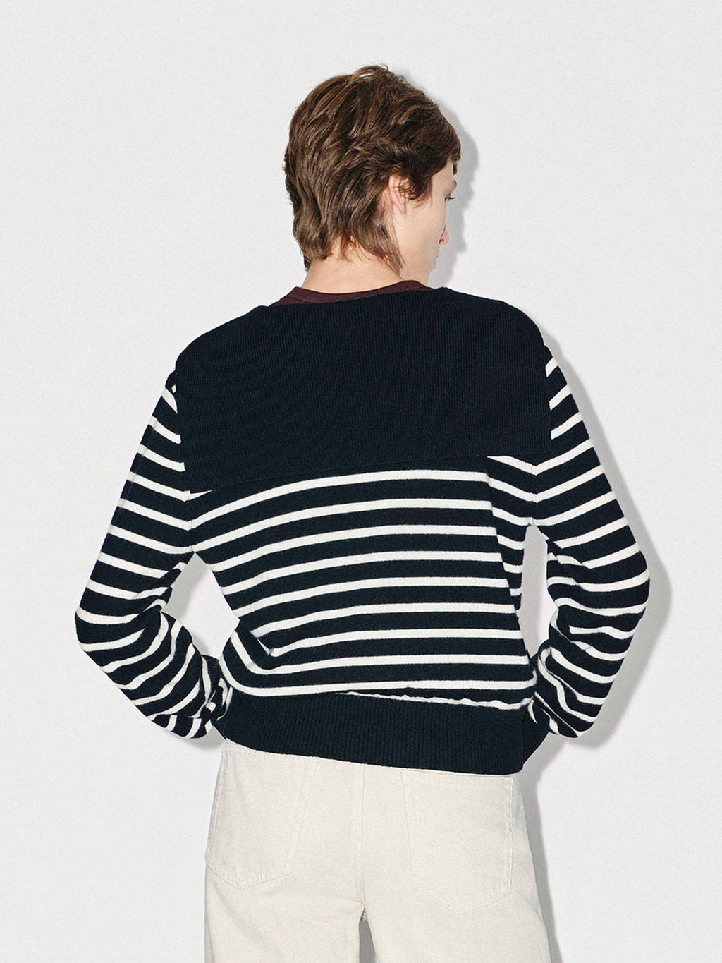 Wool Blend Striped Cardigan