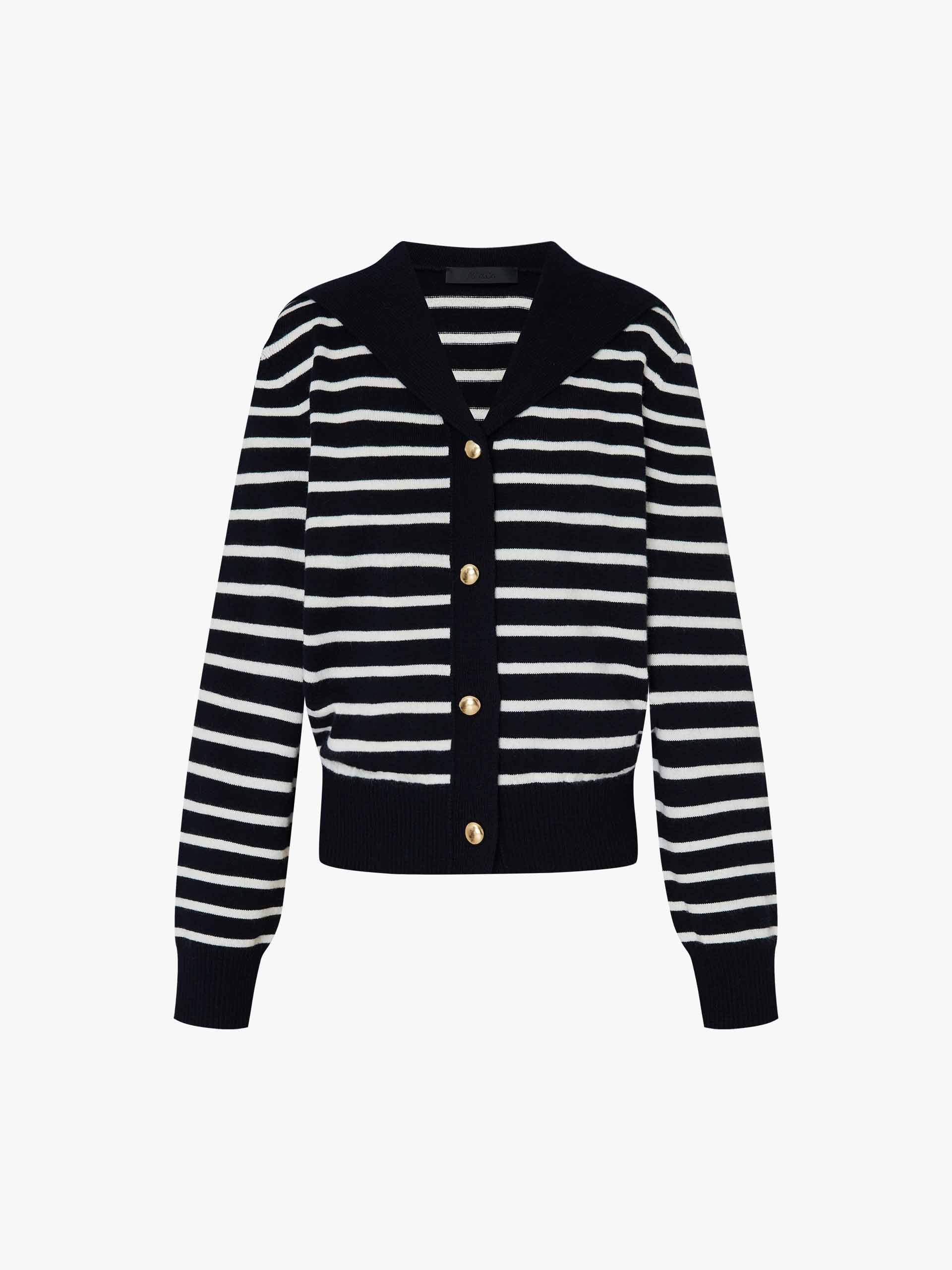 Wool Blend Striped Cardigan