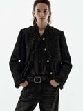 Raw Trim Cropped Tweed Coat