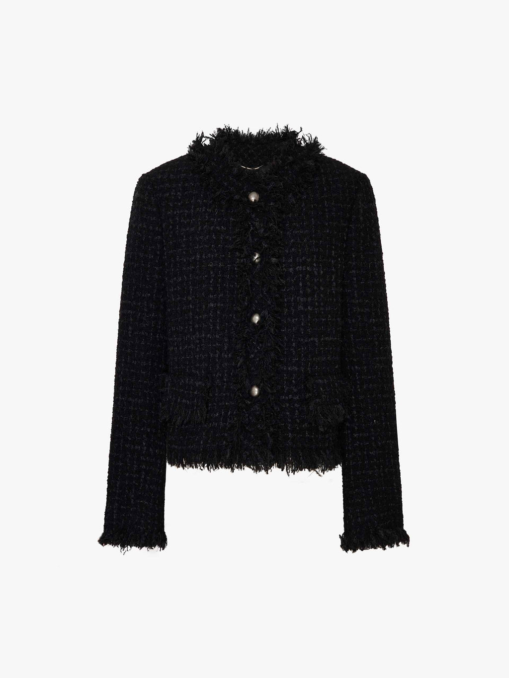 Raw Trim Cropped Tweed Coat