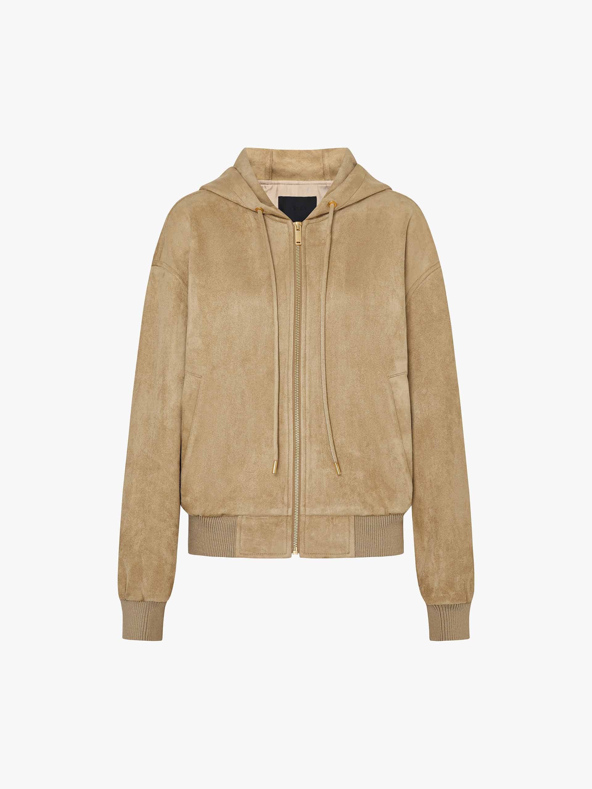 Faux Suede Hooded Coat