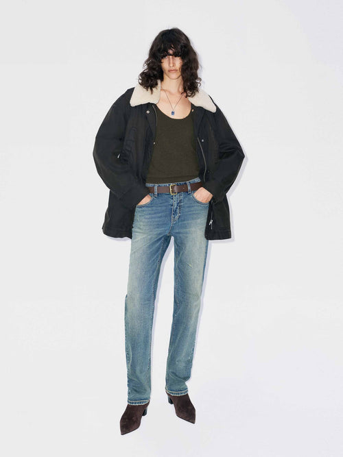 Cotton Blend Fur Collar Coat