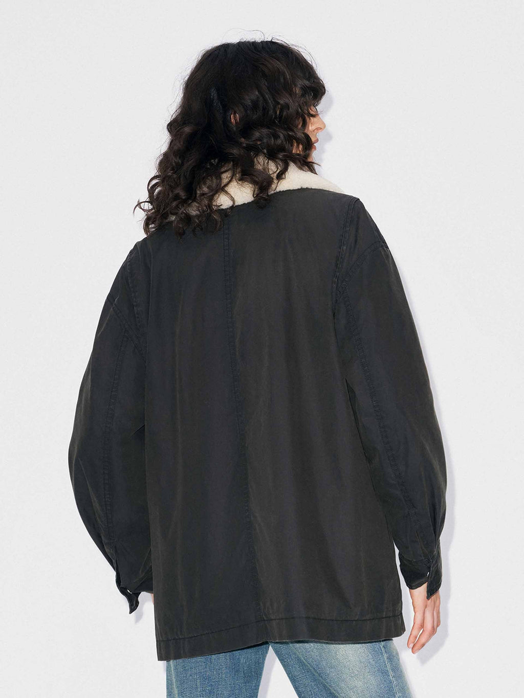 Cotton Blend Fur Collar Coat