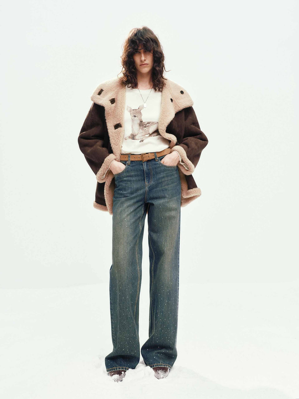 Faux Suede Fur Lining Coat