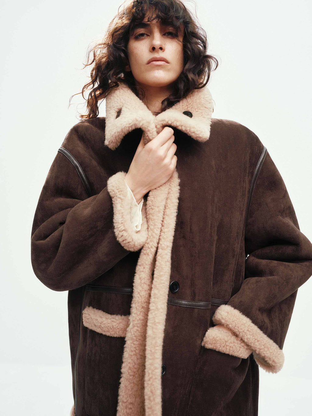 Faux Suede Fur Lining Coat