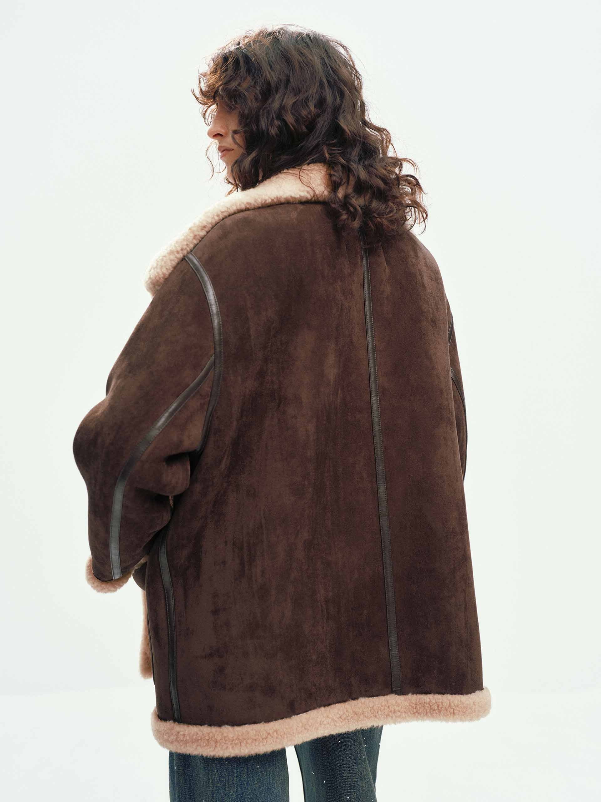 Faux Suede Fur Lining Coat