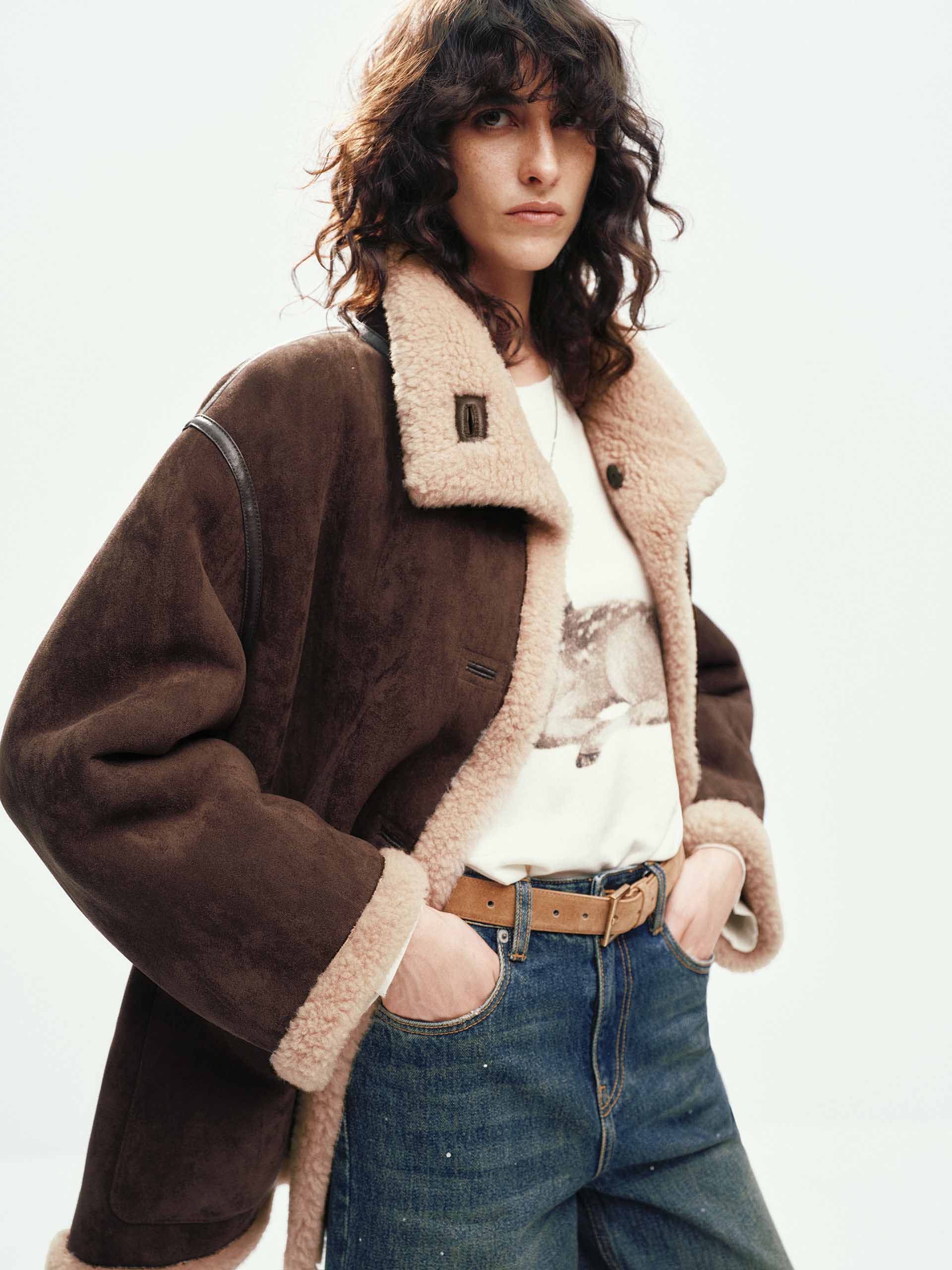 Faux Suede Fur Lining Coat