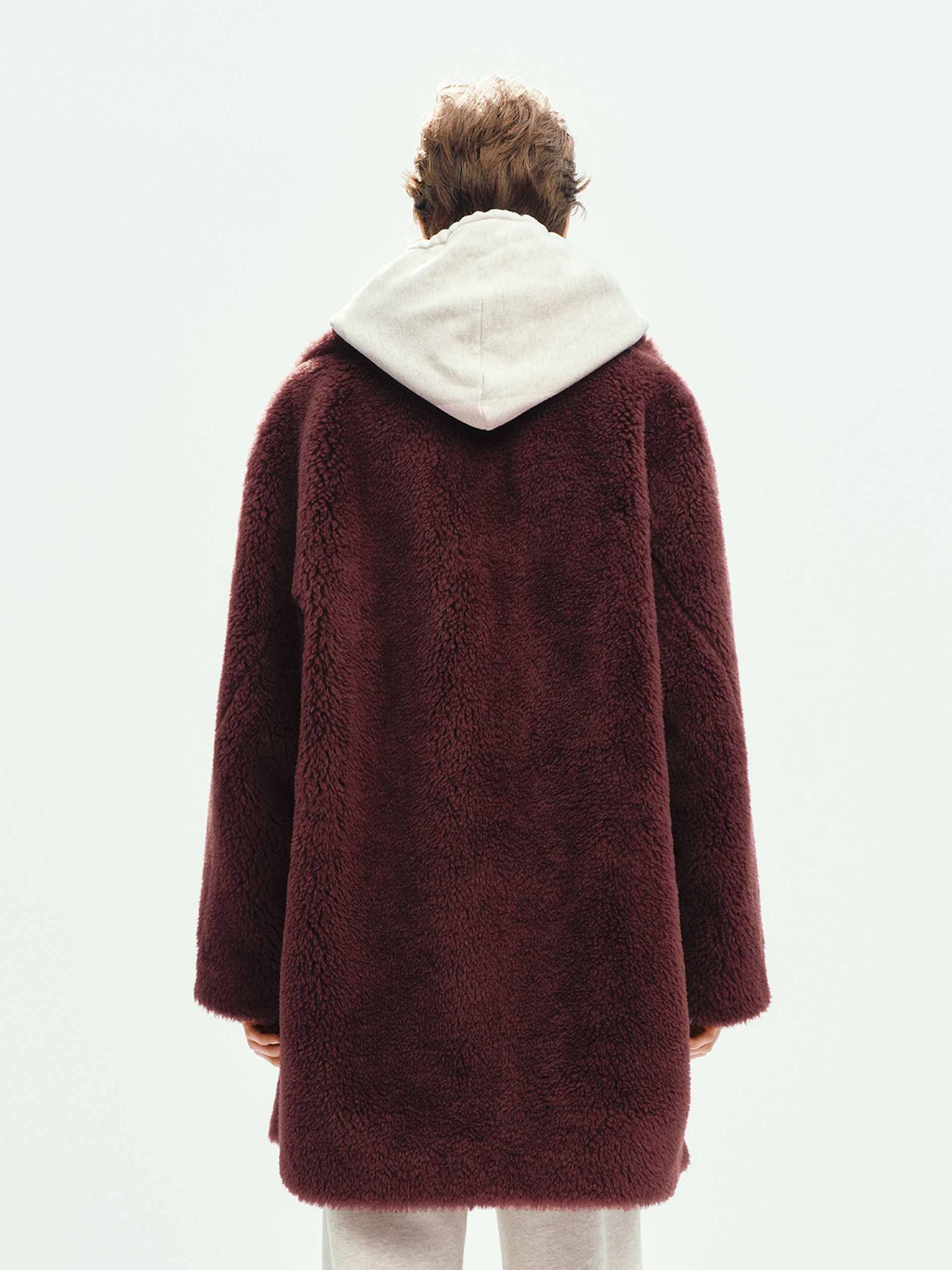 Faux Shearling Lapel Coat