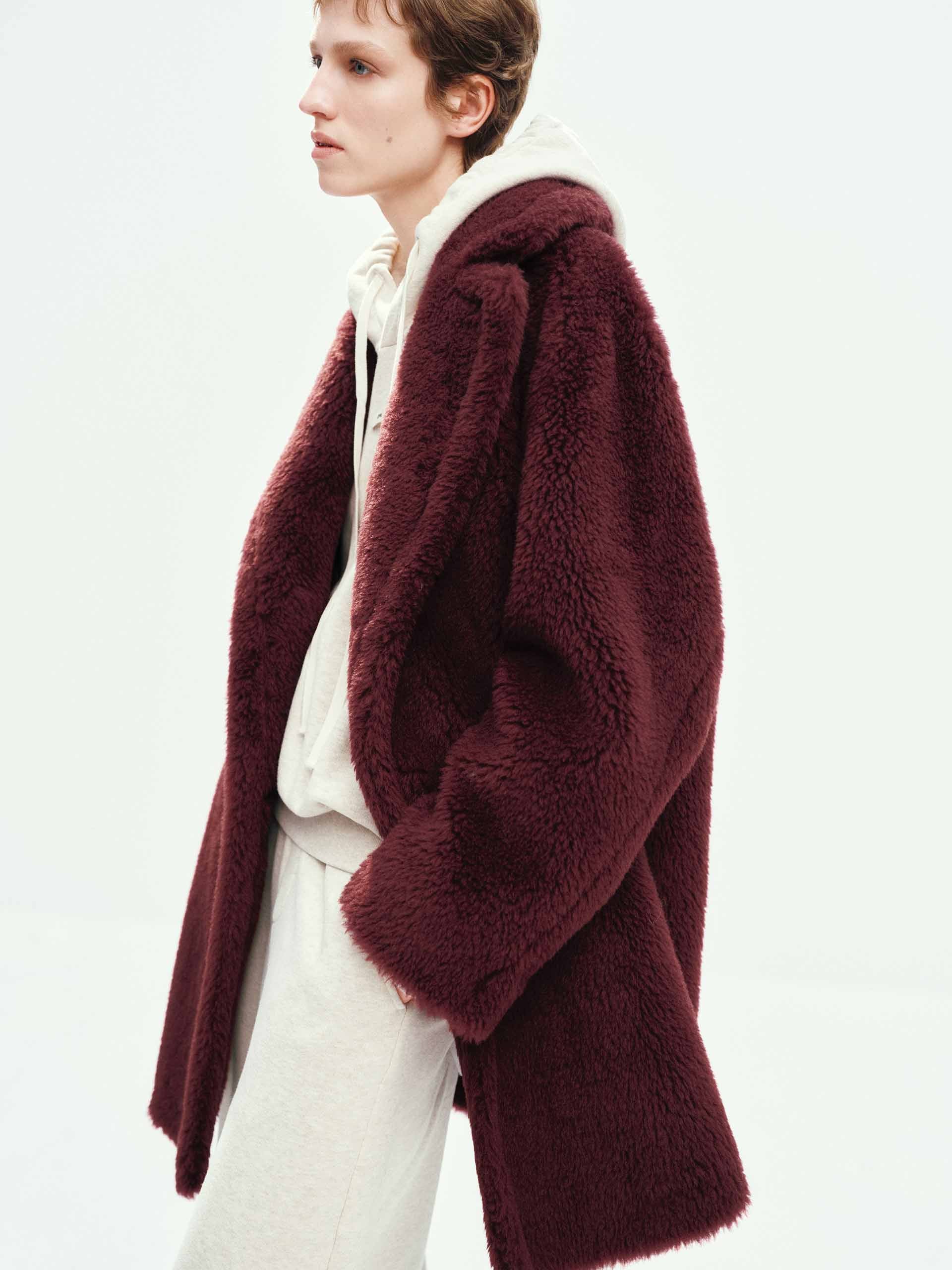 Faux Shearling Lapel Coat