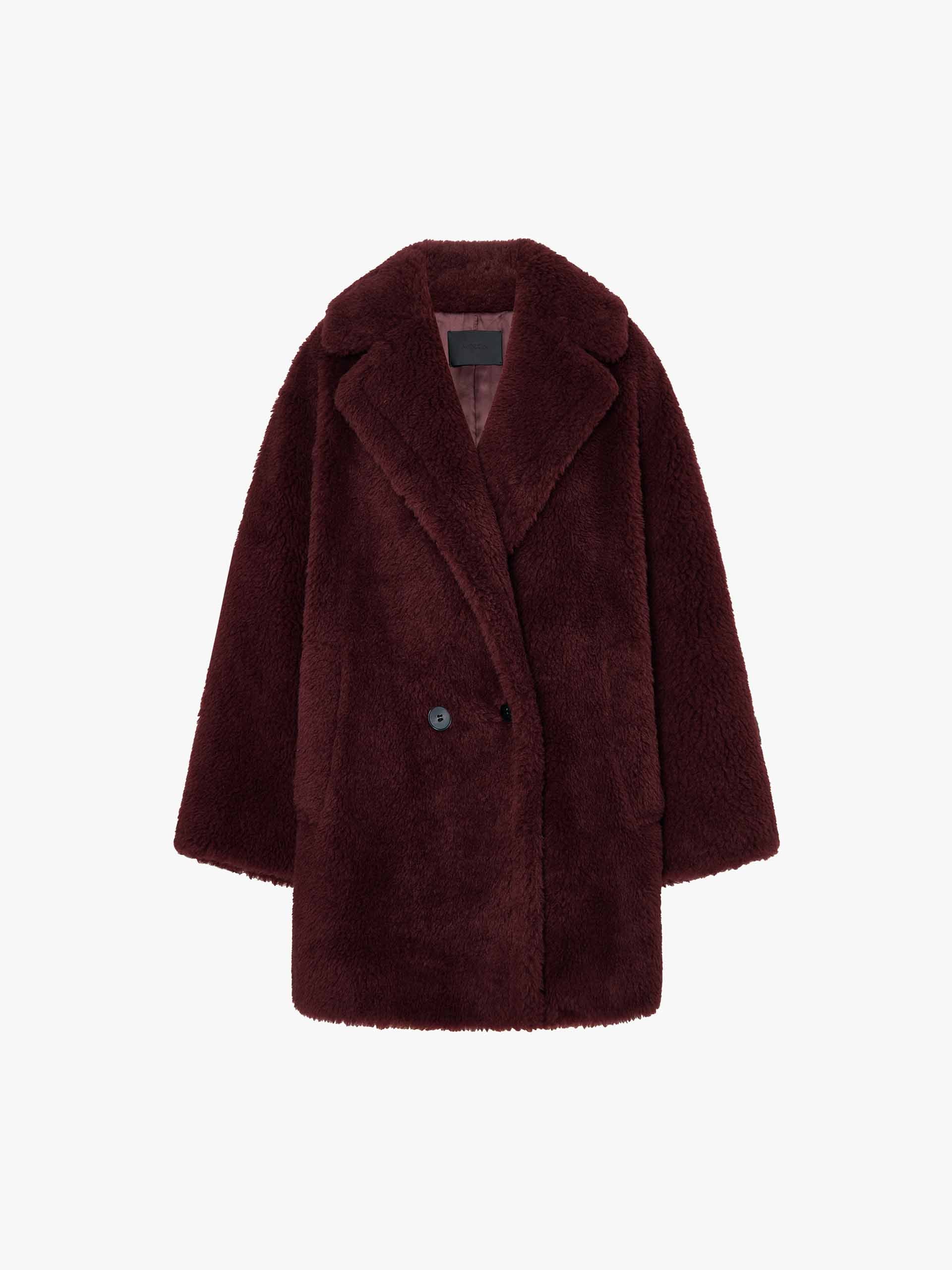 Faux Shearling Lapel Coat