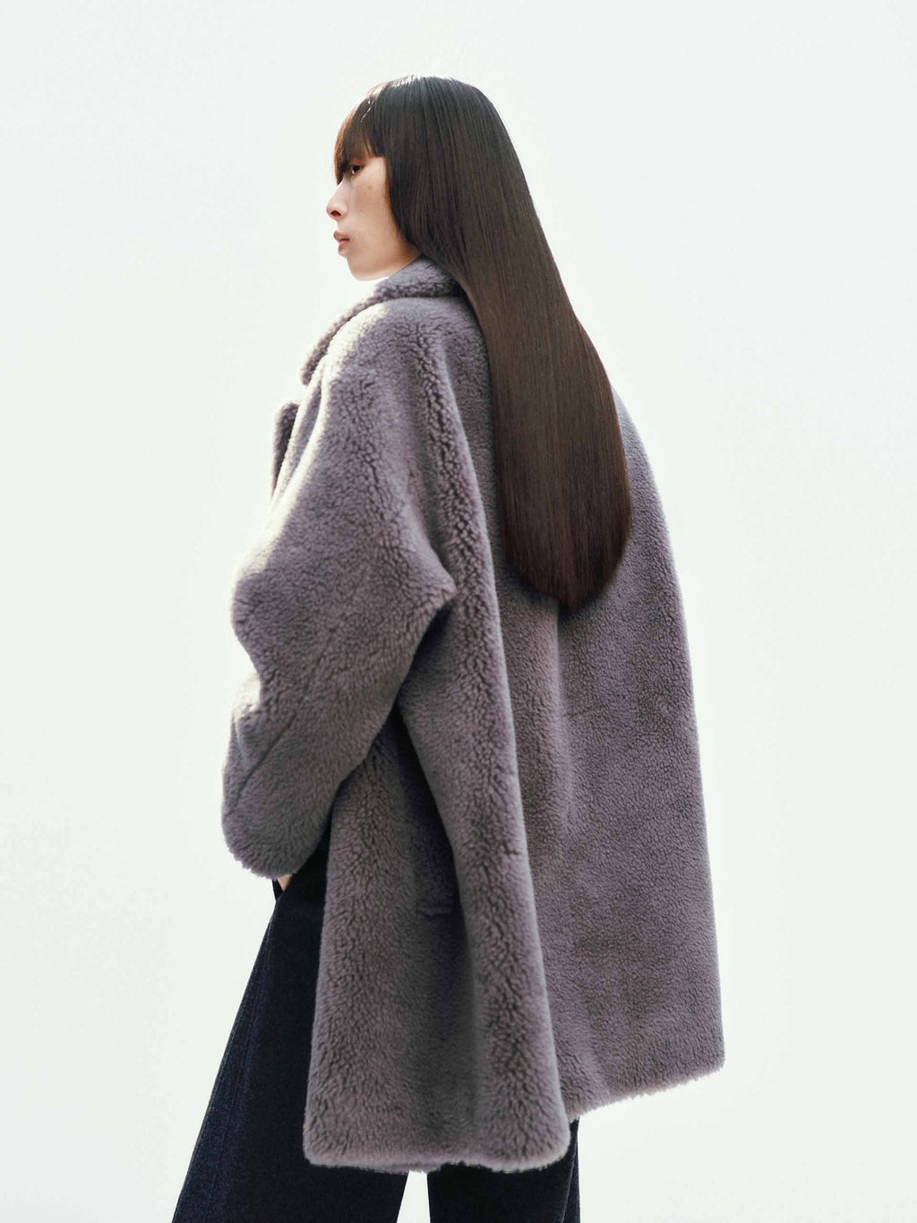 Faux Shearling Lapel Coat