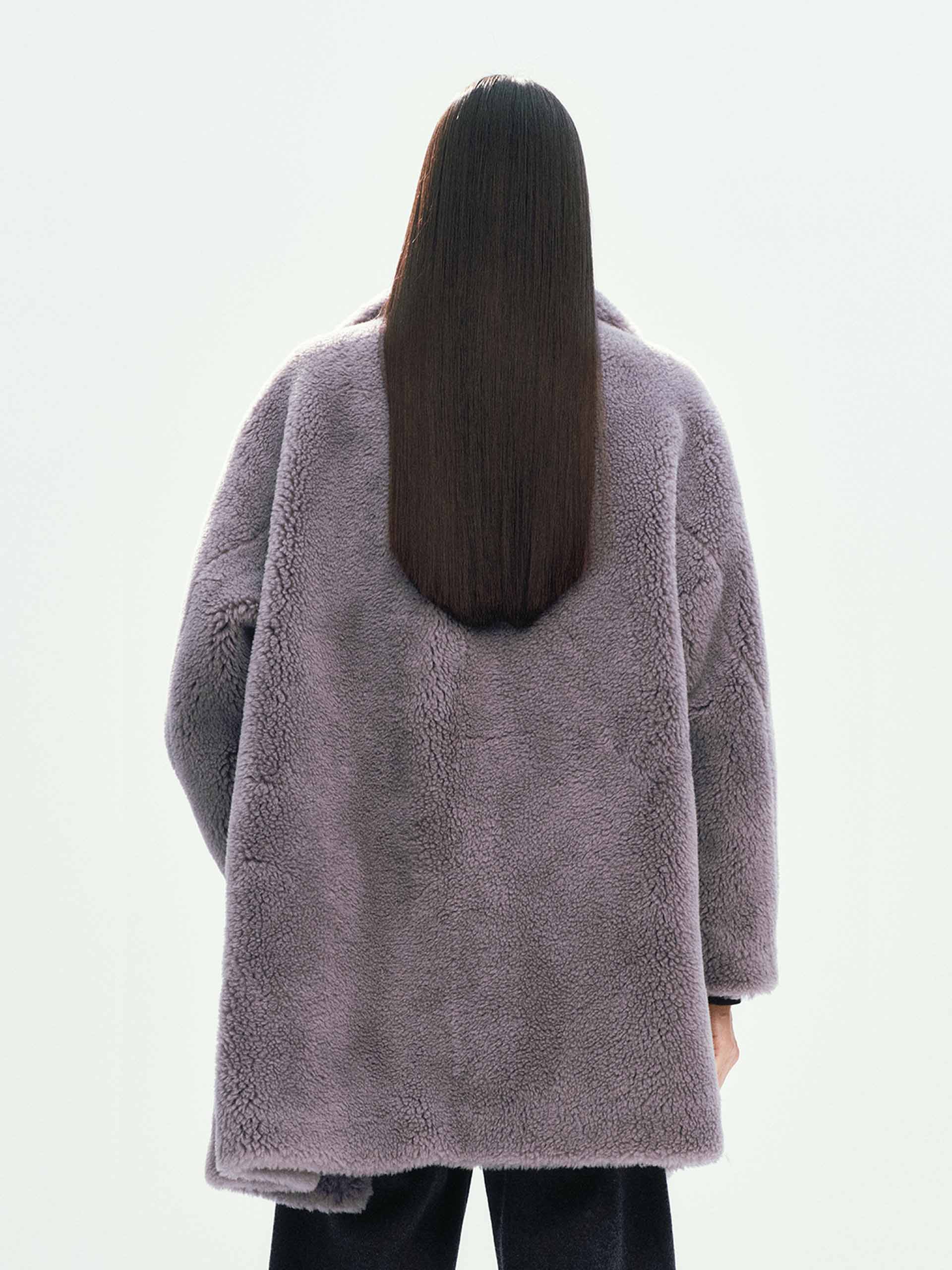 Faux Shearling Lapel Coat
