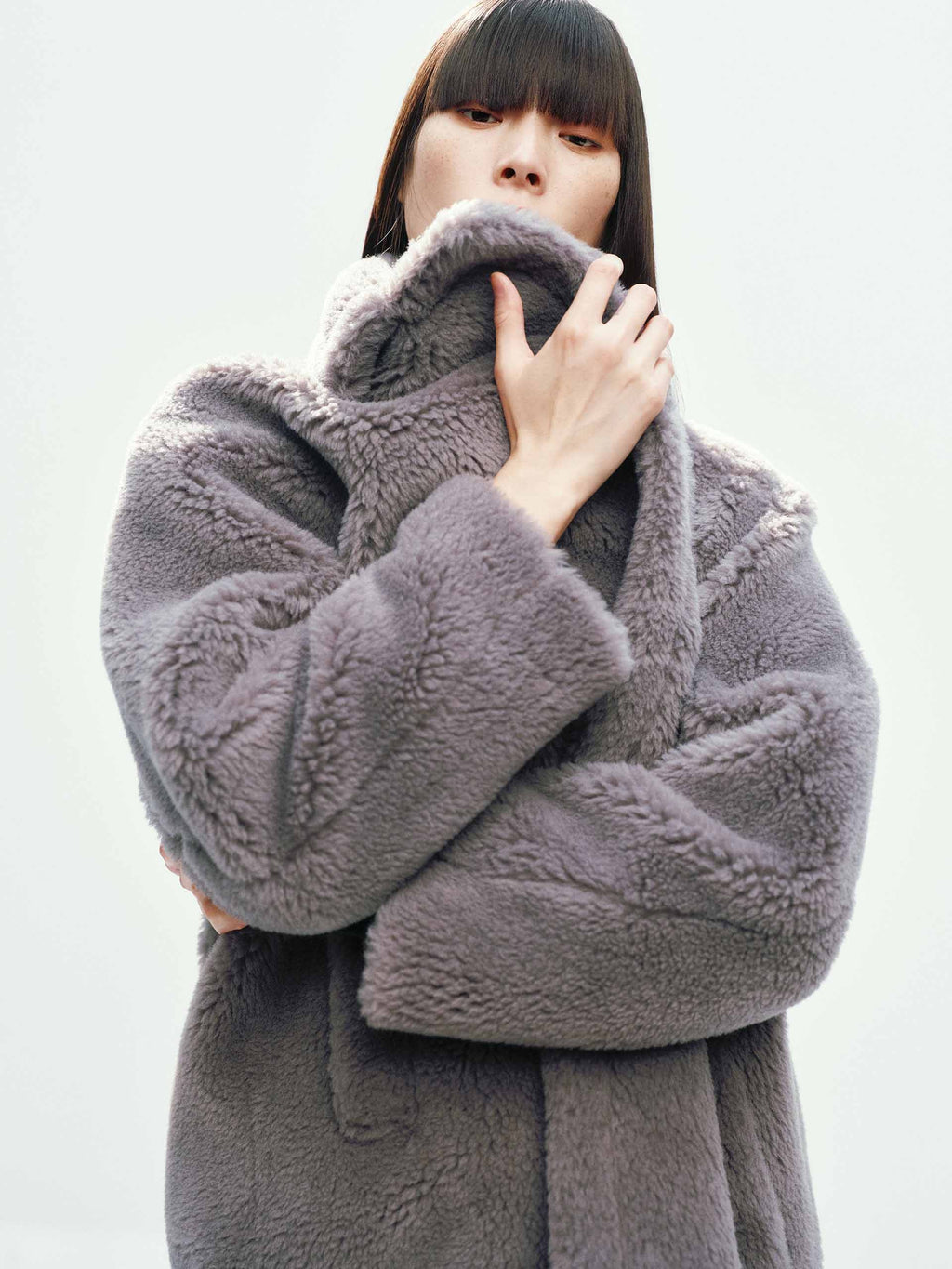 Faux Shearling Lapel Coat