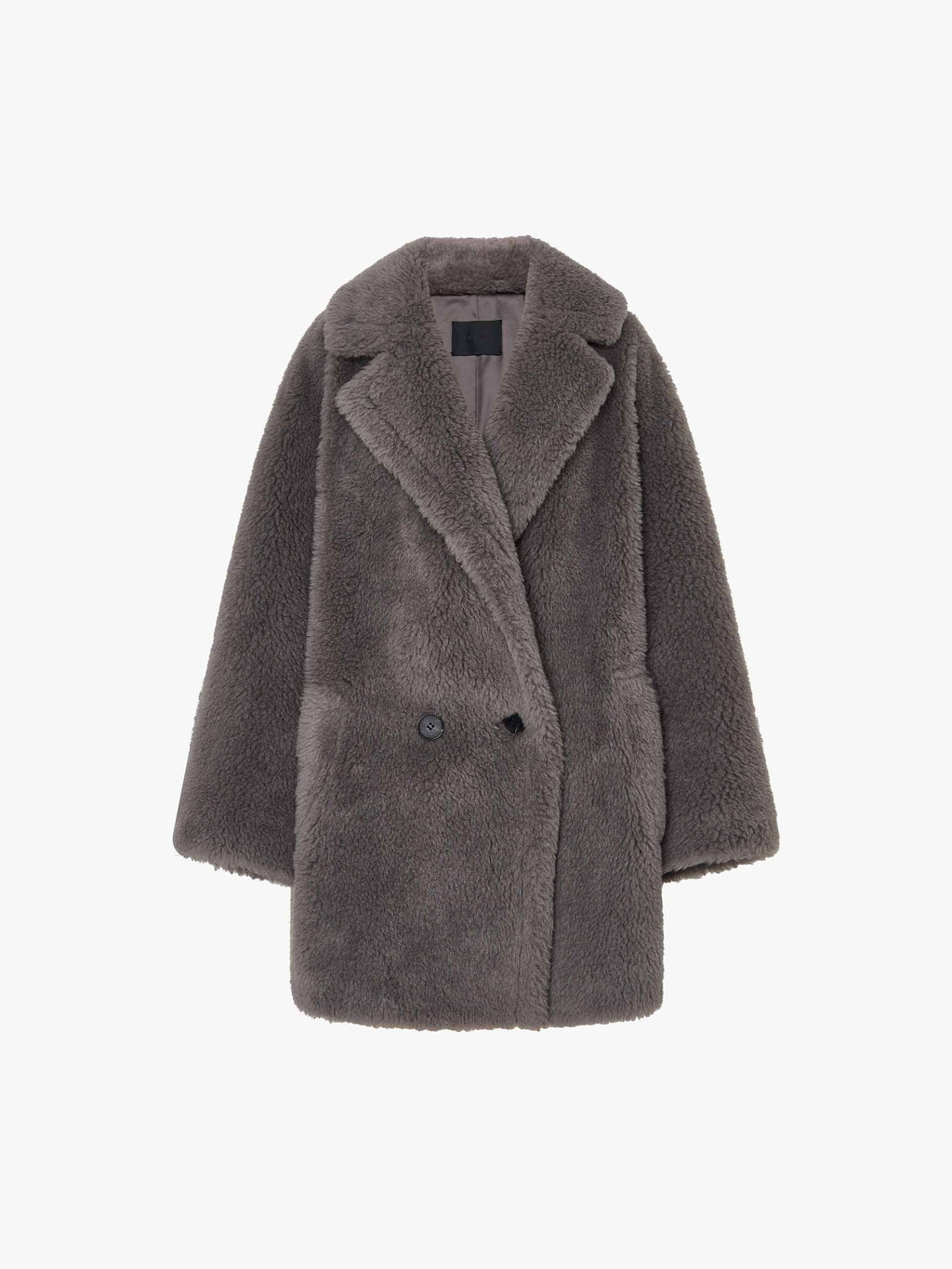Faux Shearling Lapel Coat