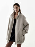 Brushed Two-way Zip Coat
