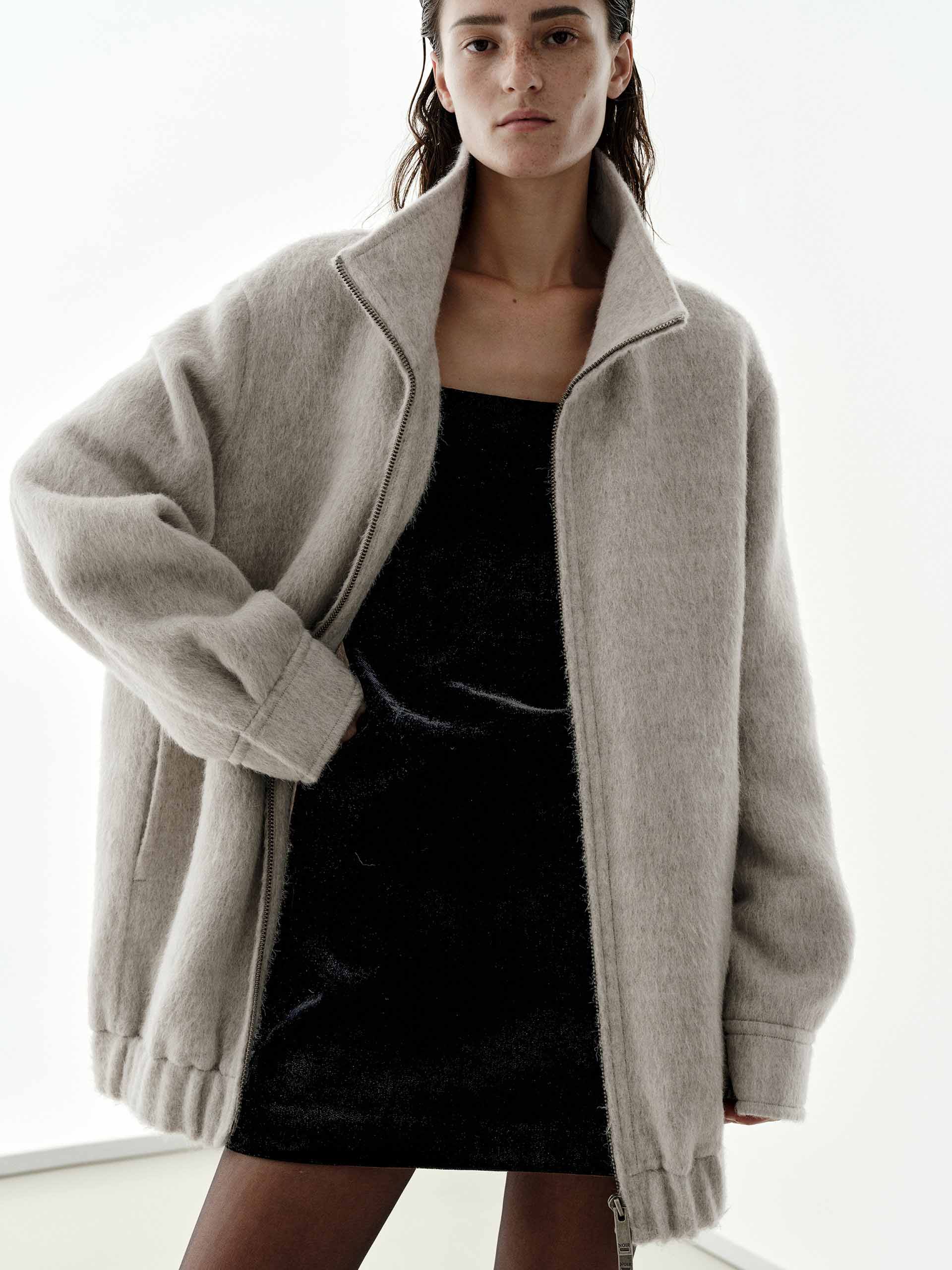Brushed Two-way Zip Coat