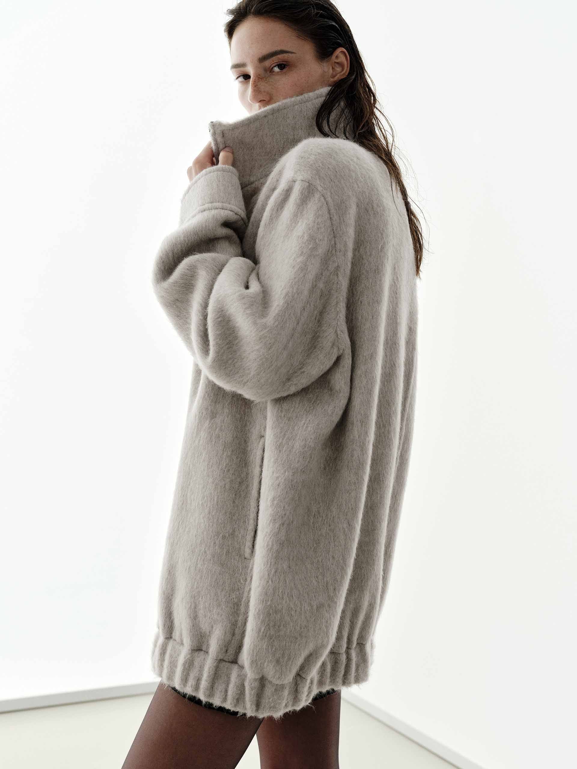 Brushed Two-way Zip Coat