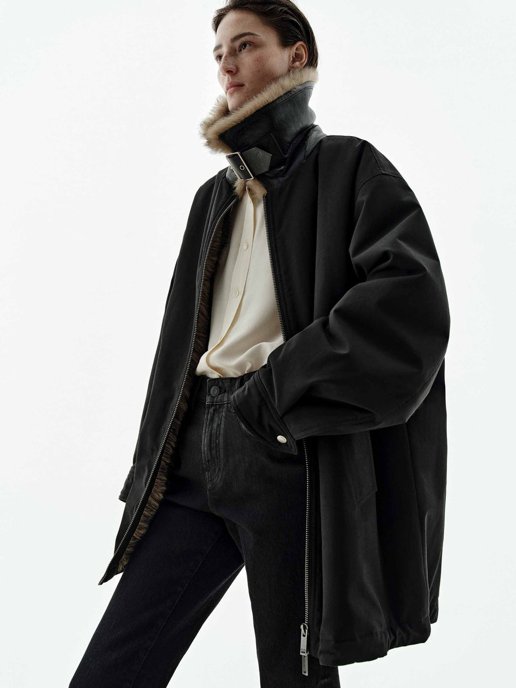 Fur Lining Zipper Coat