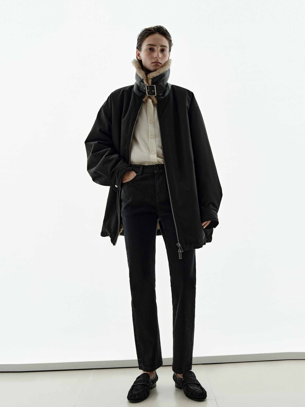 Fur Lining Zipper Coat