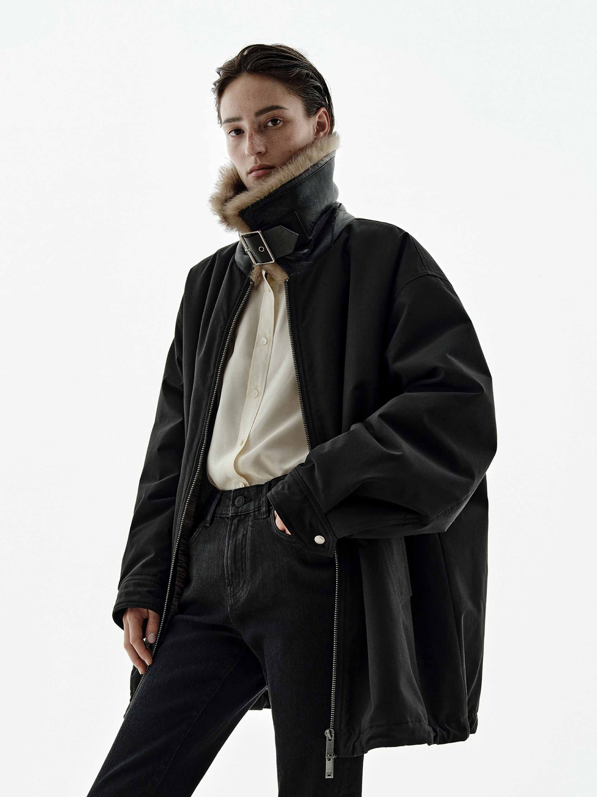 Fur Lining Zipper Coat