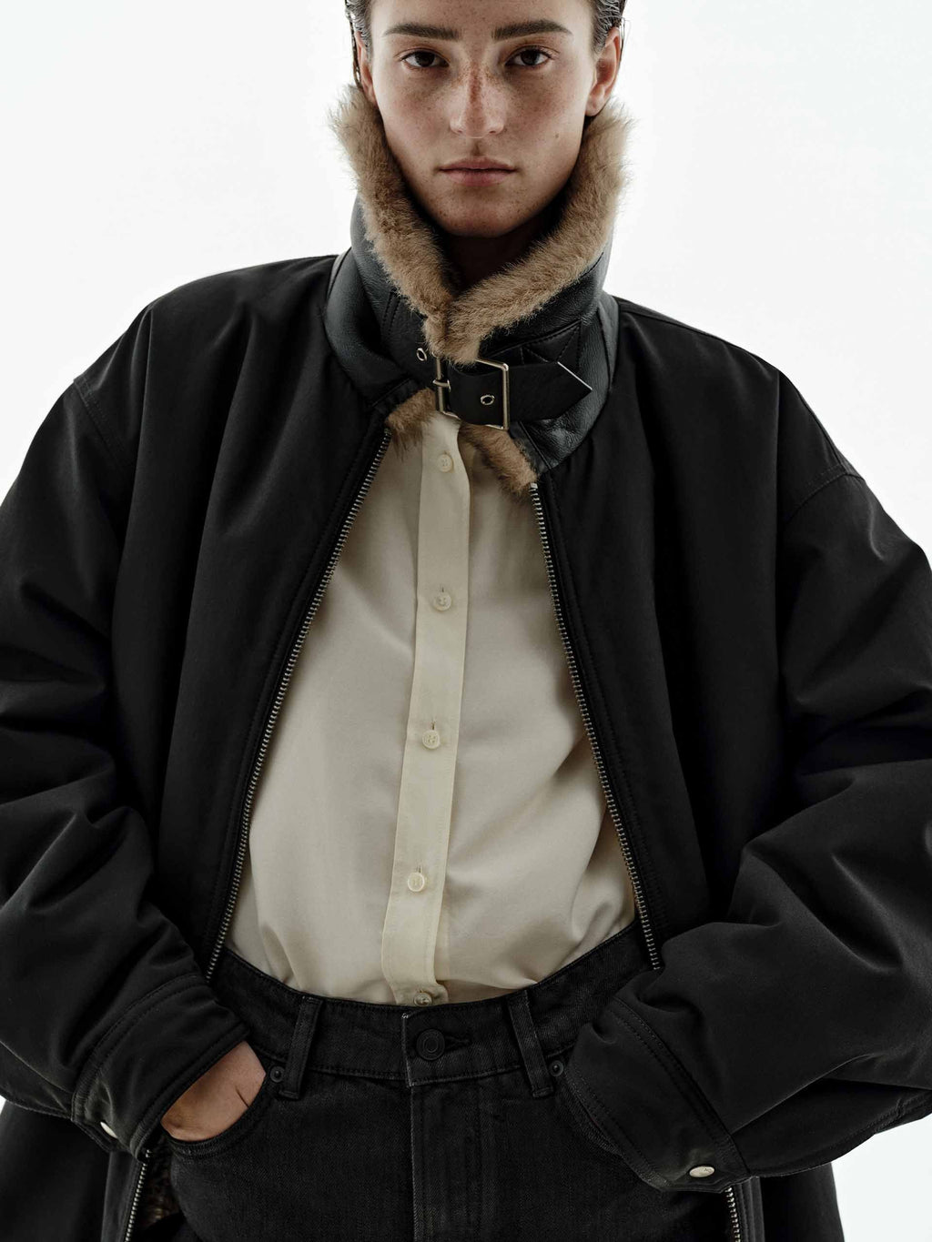 Fur Lining Zipper Coat