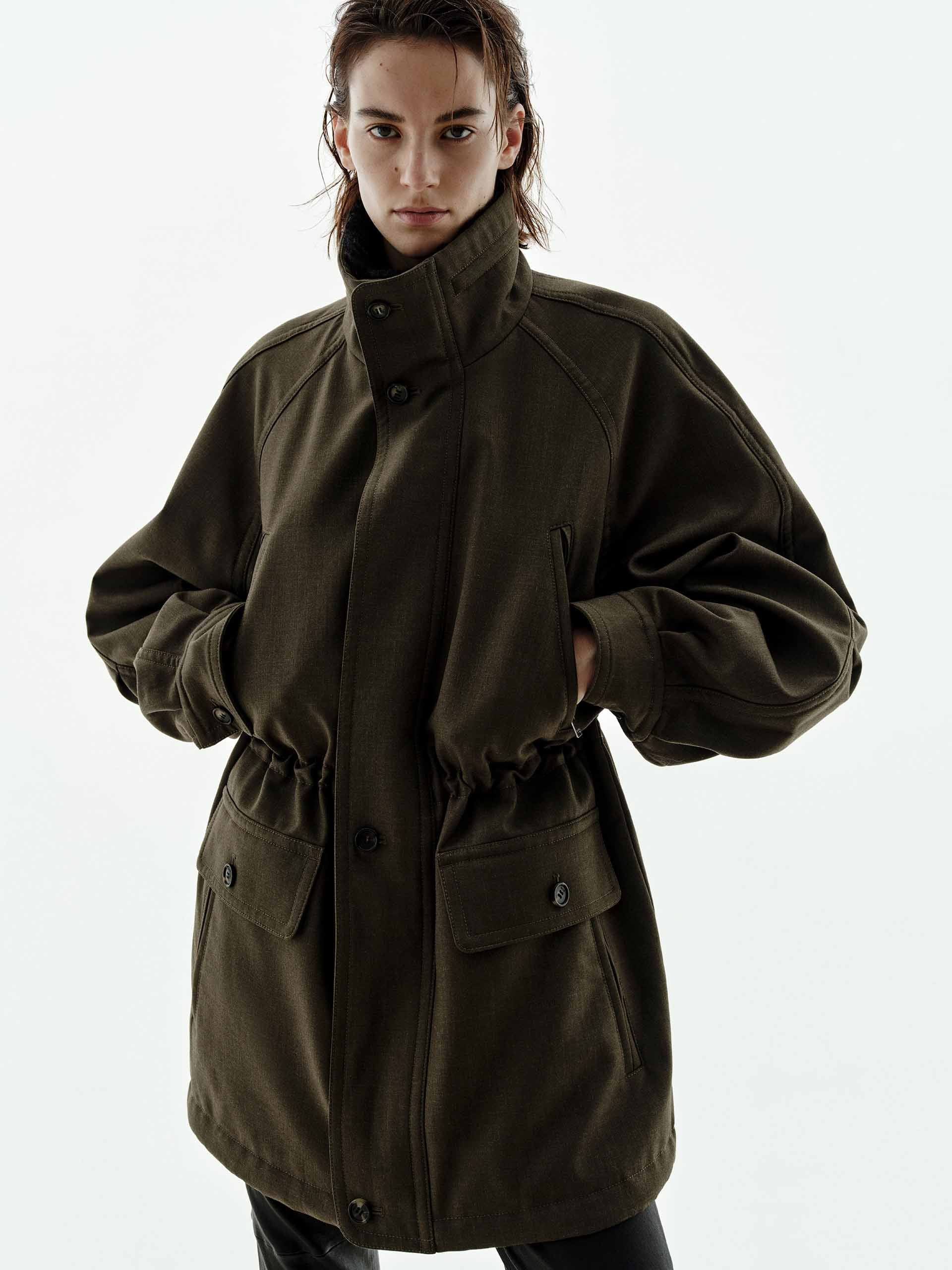Multi Pockets Drawstring Coat
