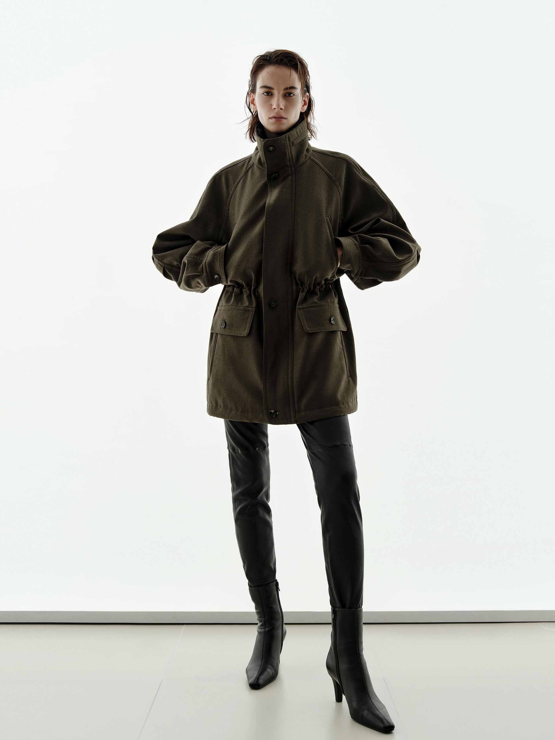 Multi Pockets Drawstring Coat