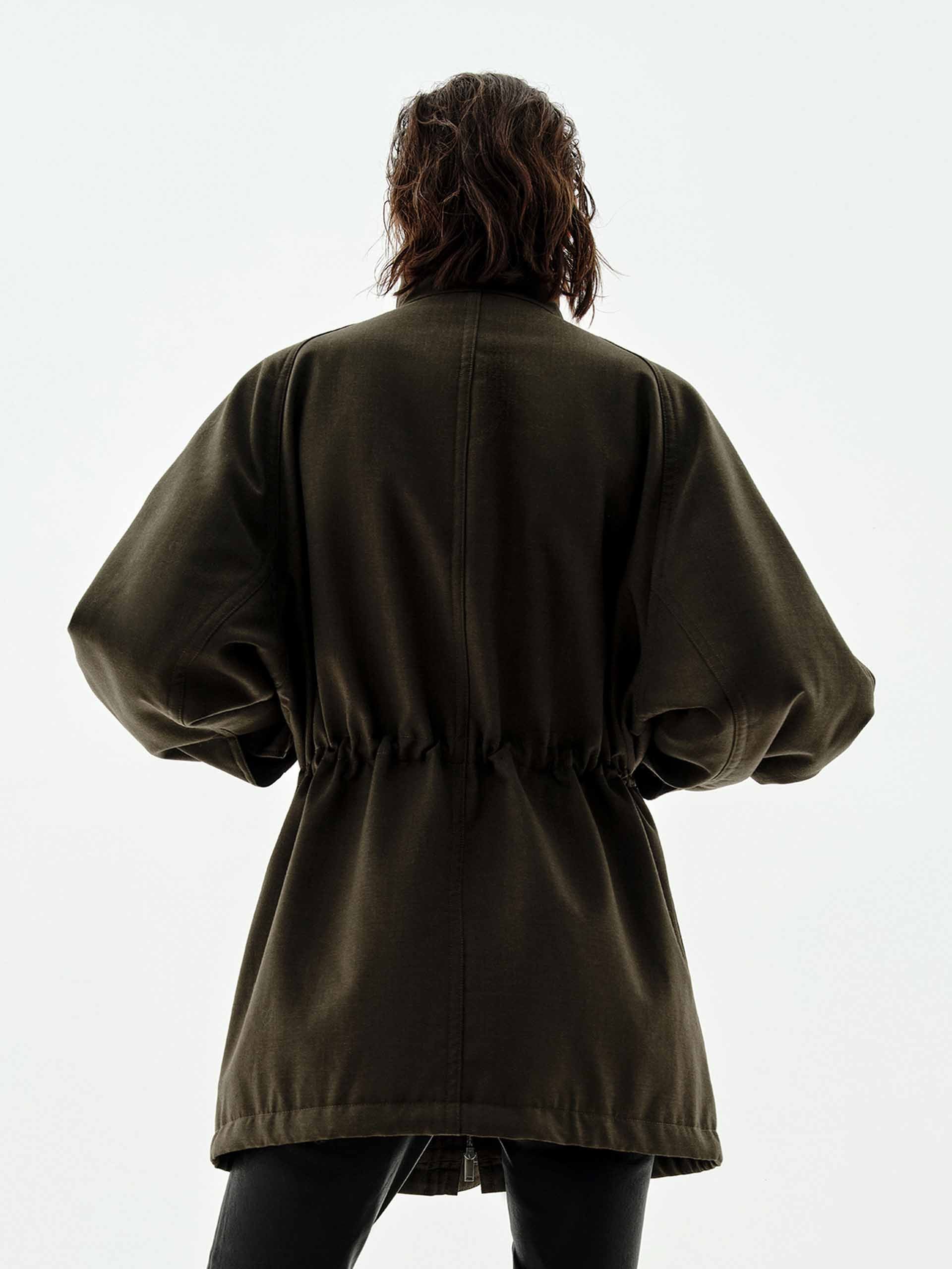 Multi Pockets Drawstring Coat