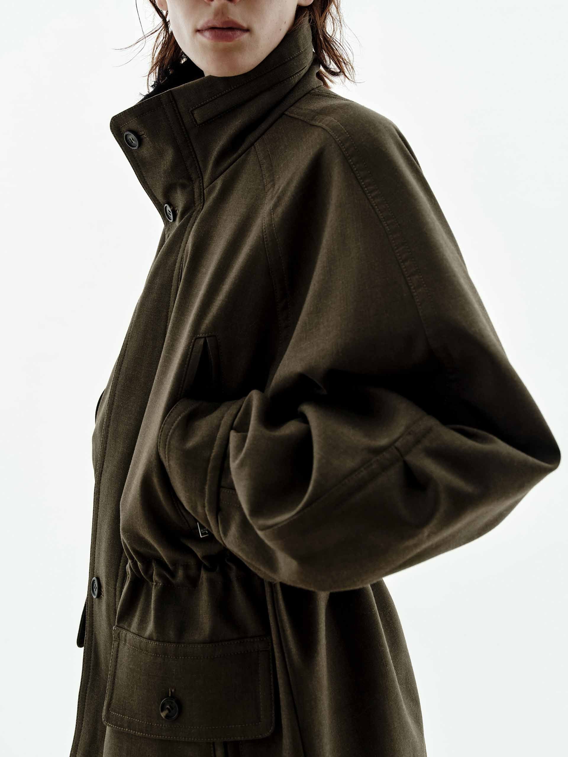 Multi Pockets Drawstring Coat