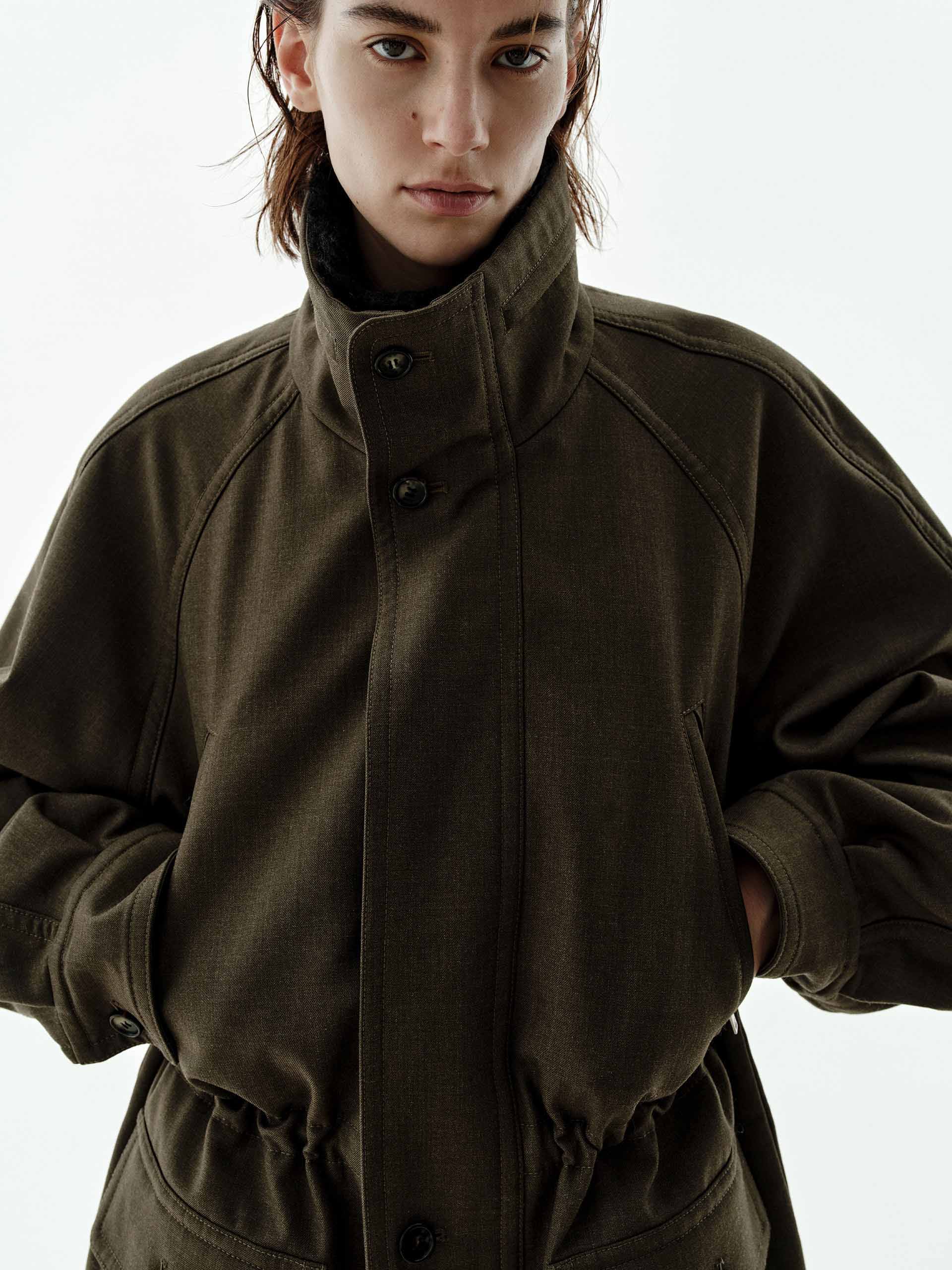 Multi Pockets Drawstring Coat