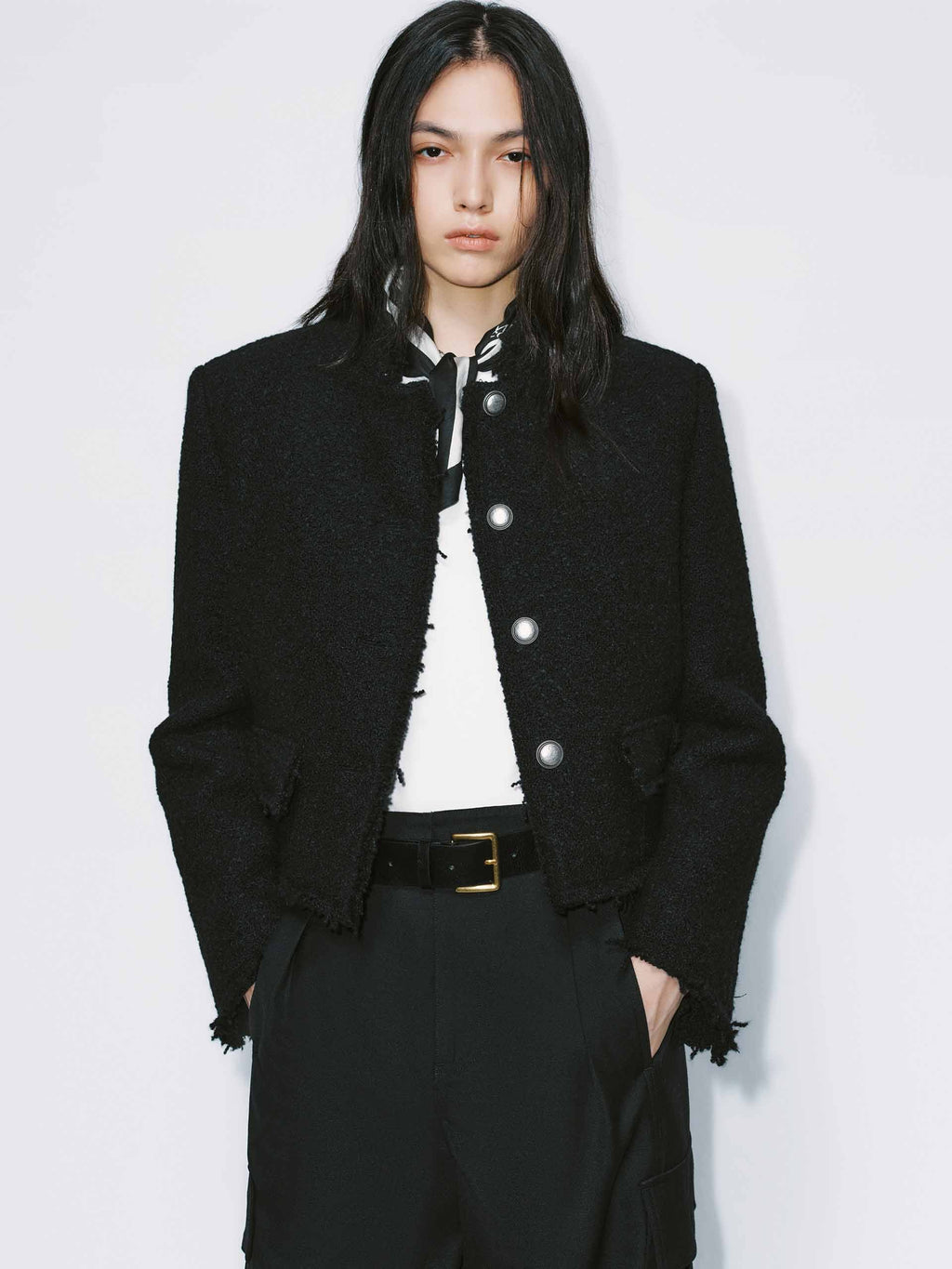 Raw Trim Cropped Coat