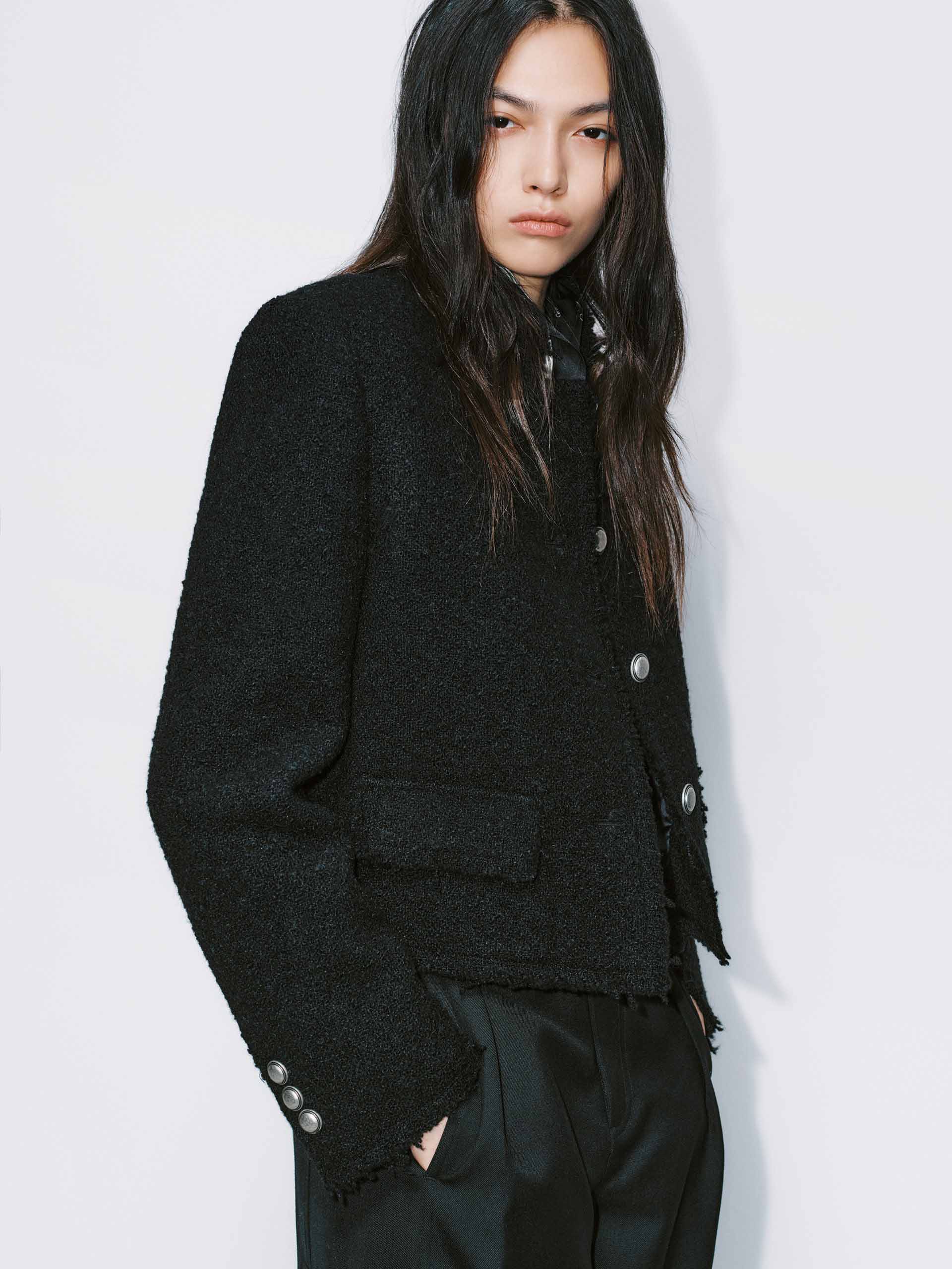 Raw Trim Cropped Coat