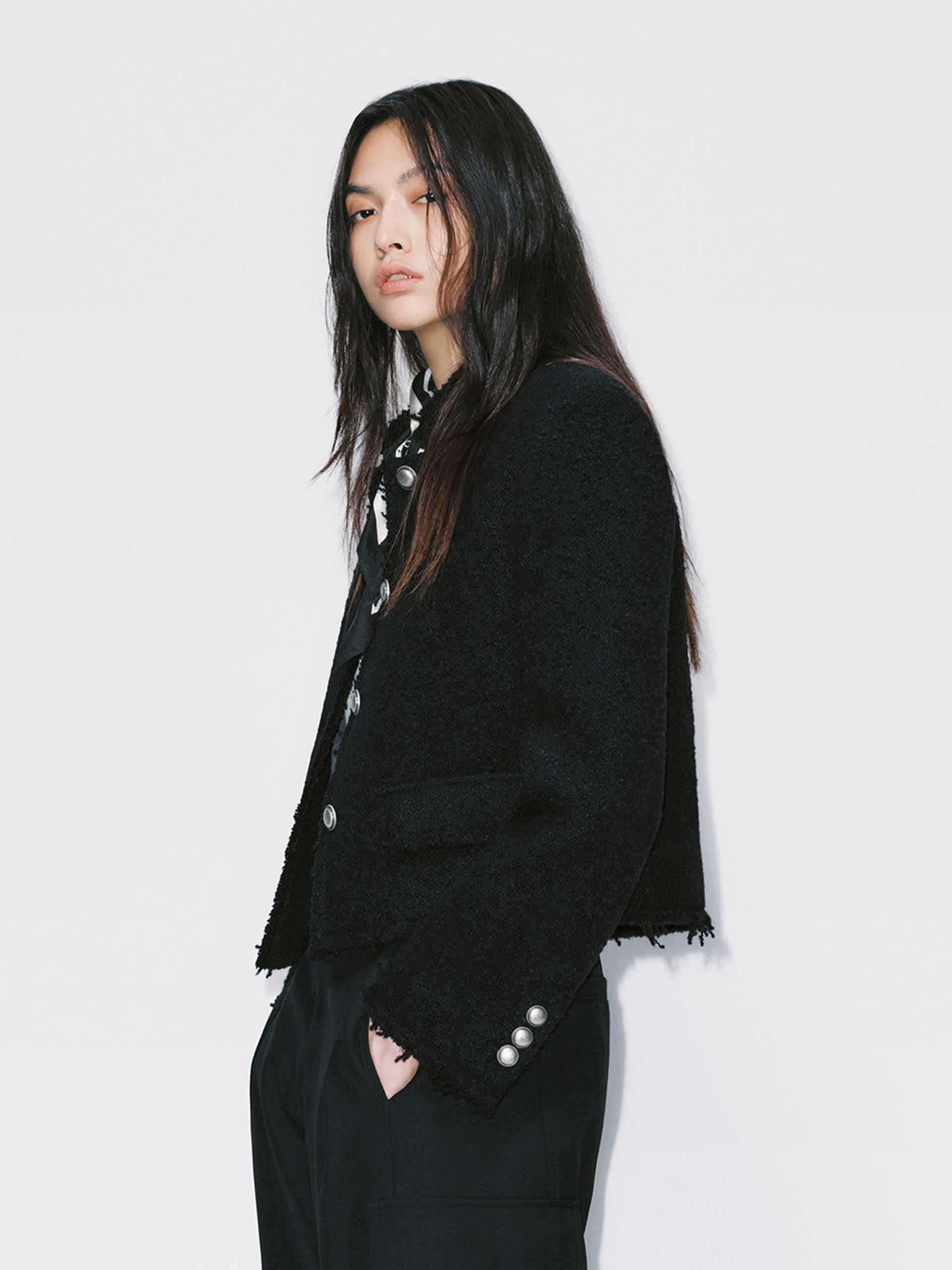 Raw Trim Cropped Coat