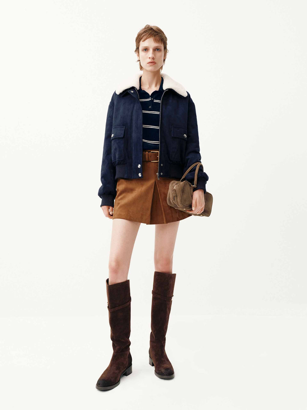 Faux Suede Cropped Coat