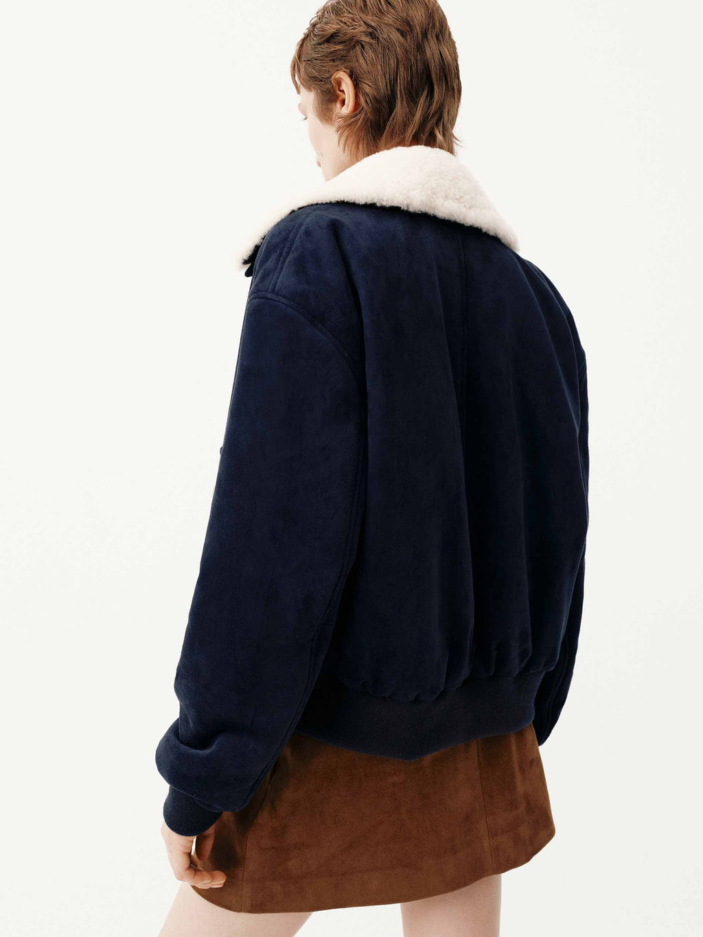 Faux Suede Cropped Coat
