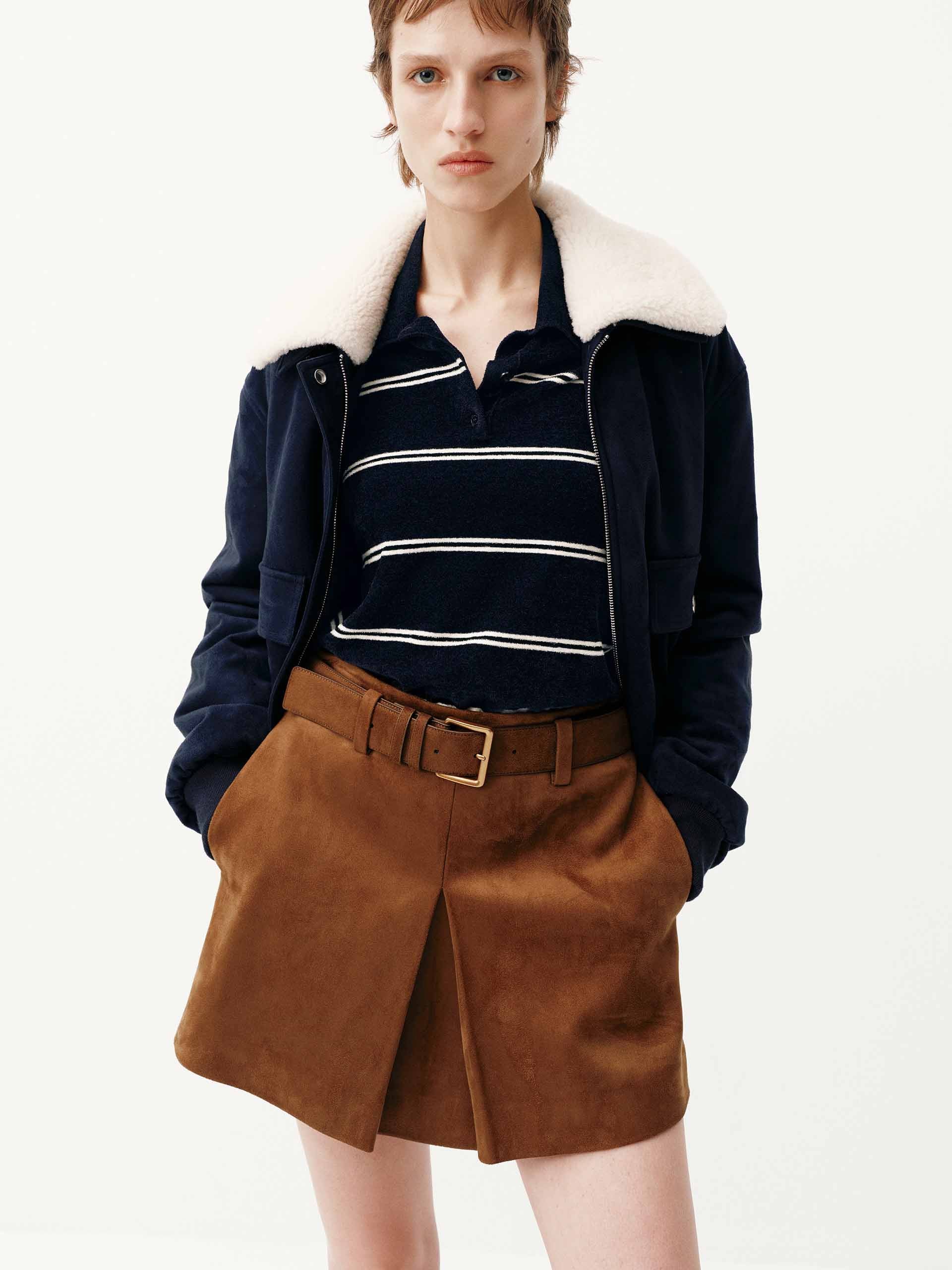 Faux Suede Cropped Coat