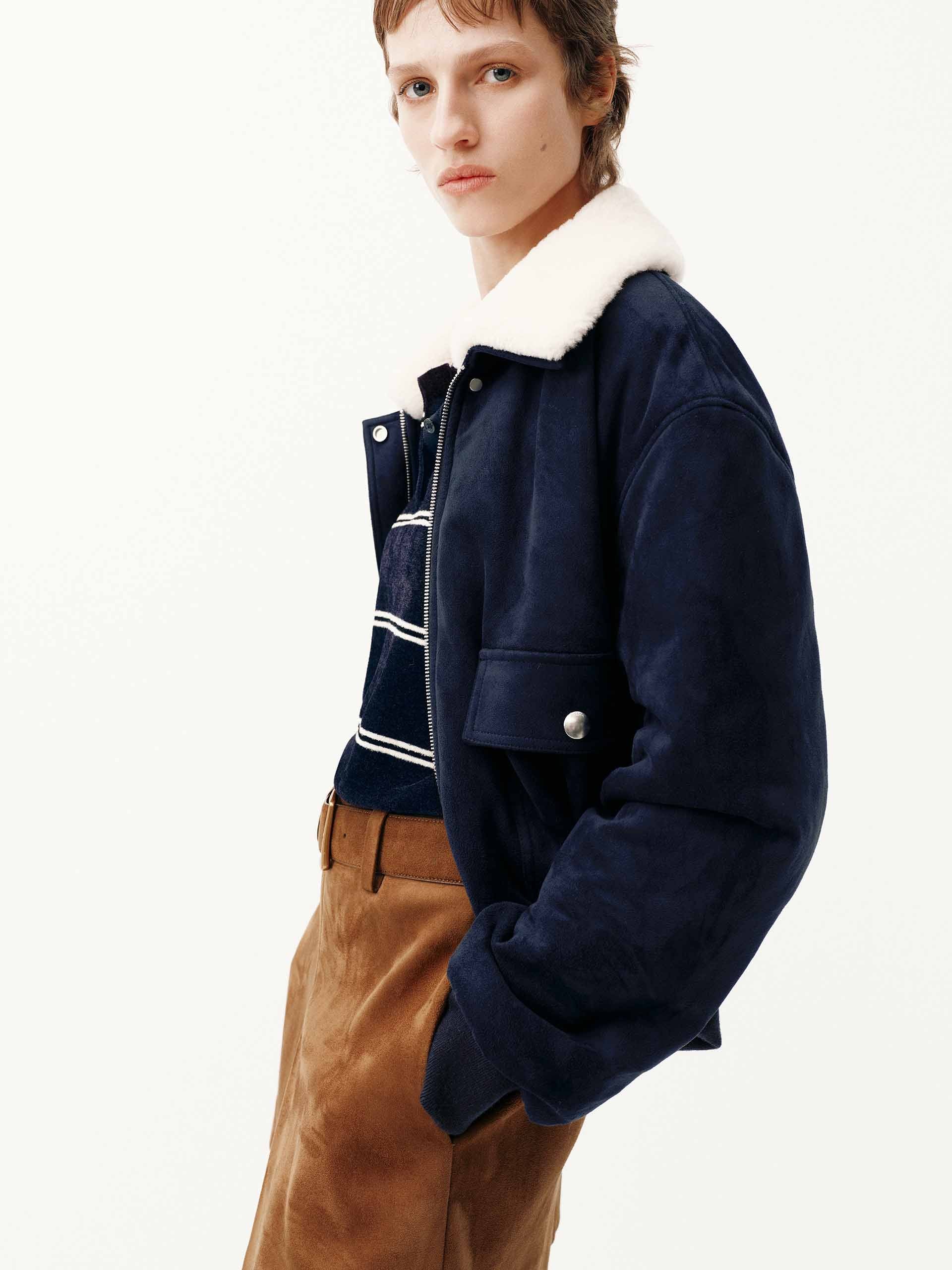 Faux Suede Cropped Coat