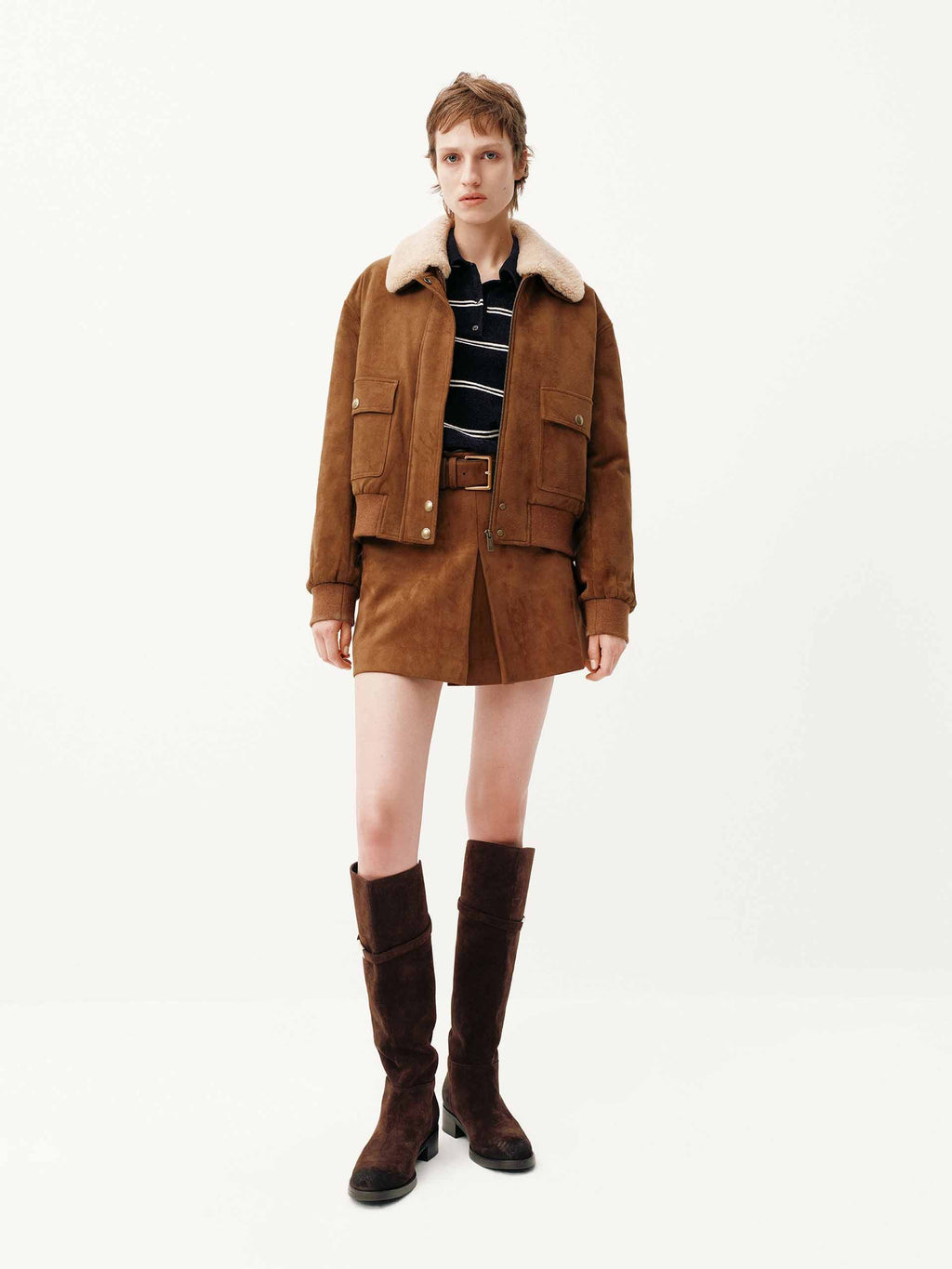 Faux Suede Cropped Coat