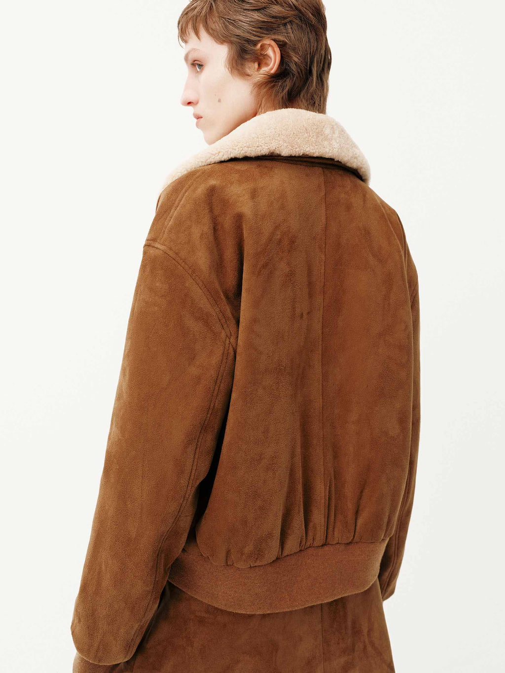Faux Suede Cropped Coat