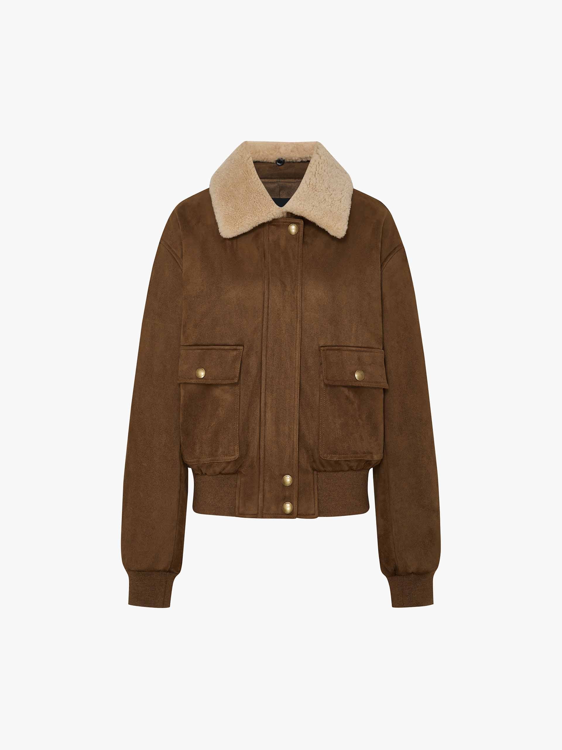 Faux Suede Cropped Coat