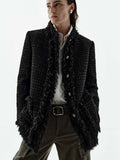 Raw Hem Tweed Coat