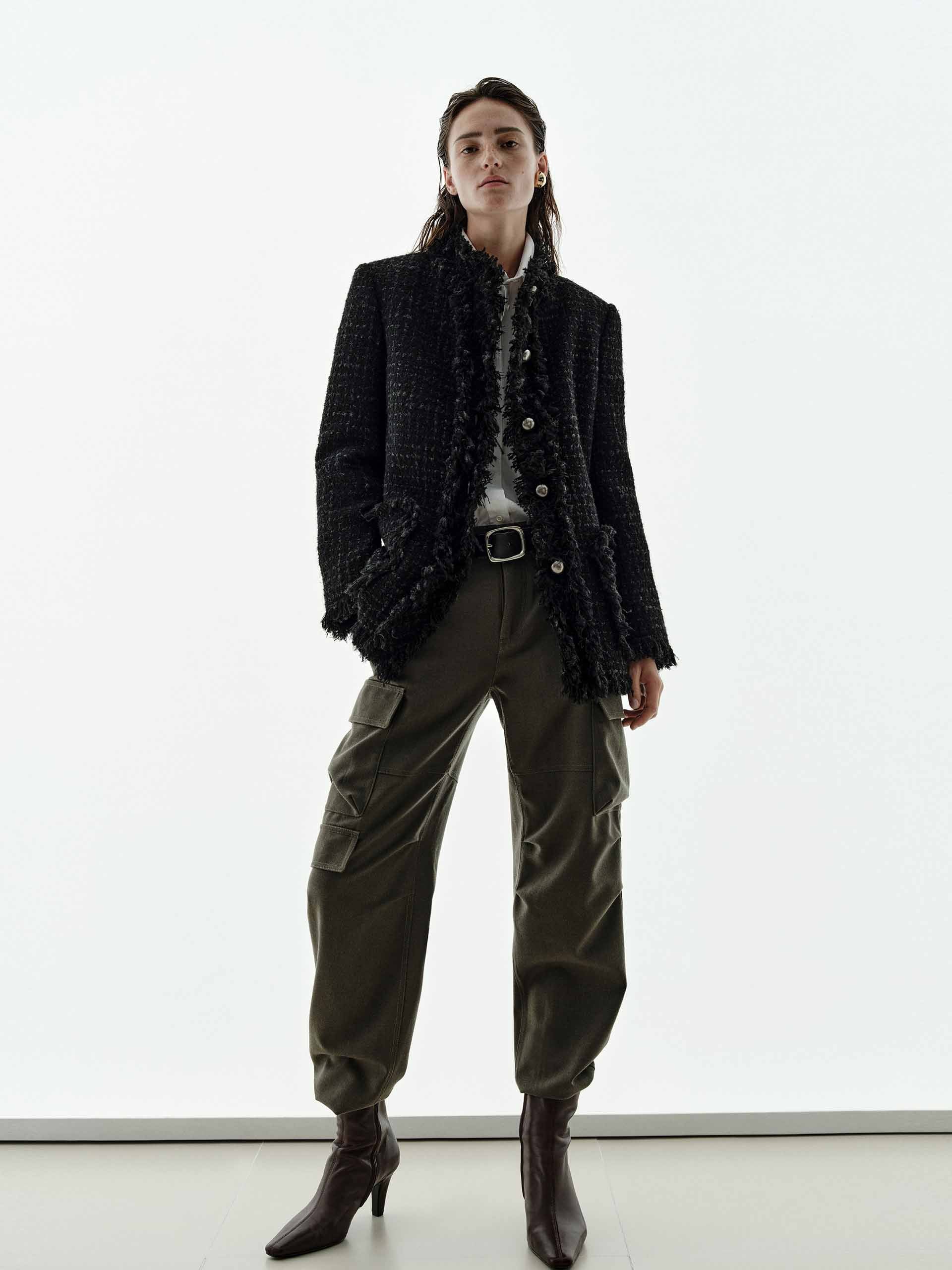 Raw Hem Tweed Coat
